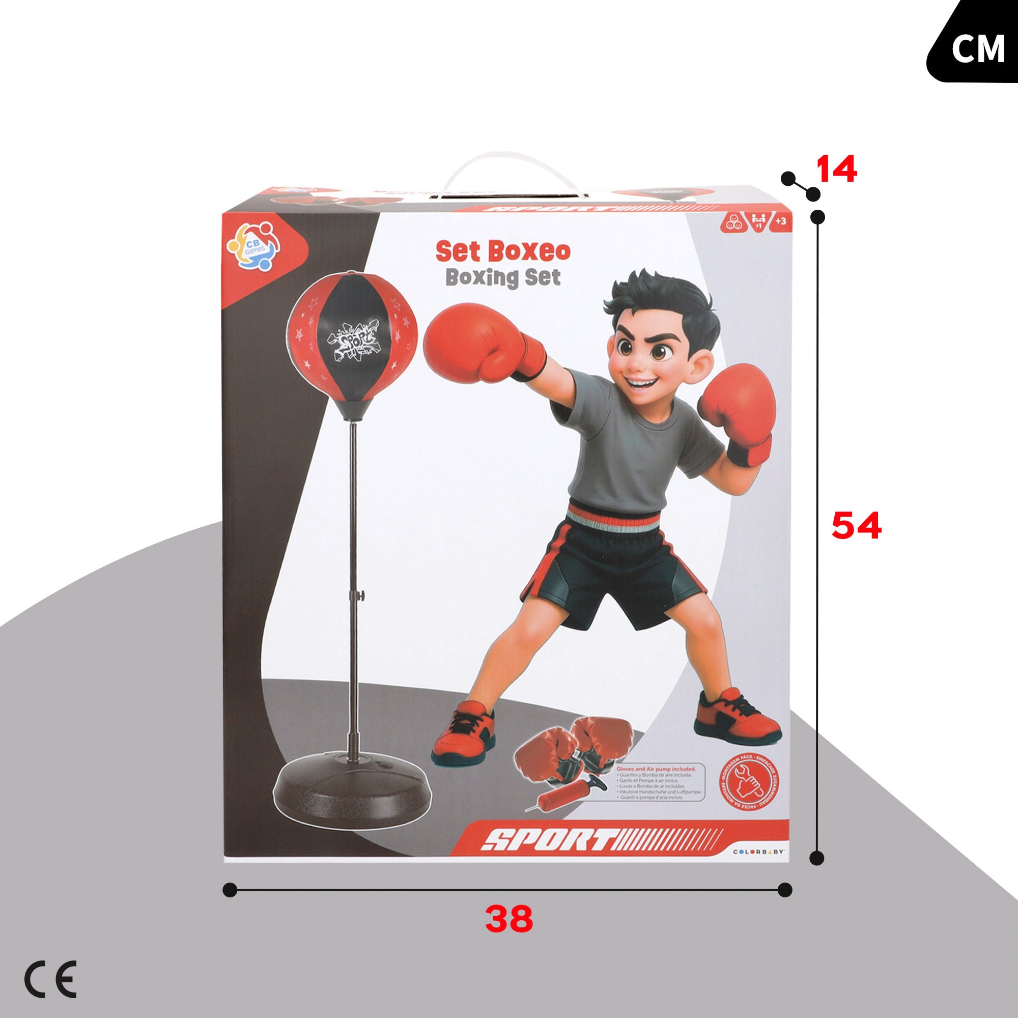Saco boxeo infantil con guantes e hinchador CB Sports