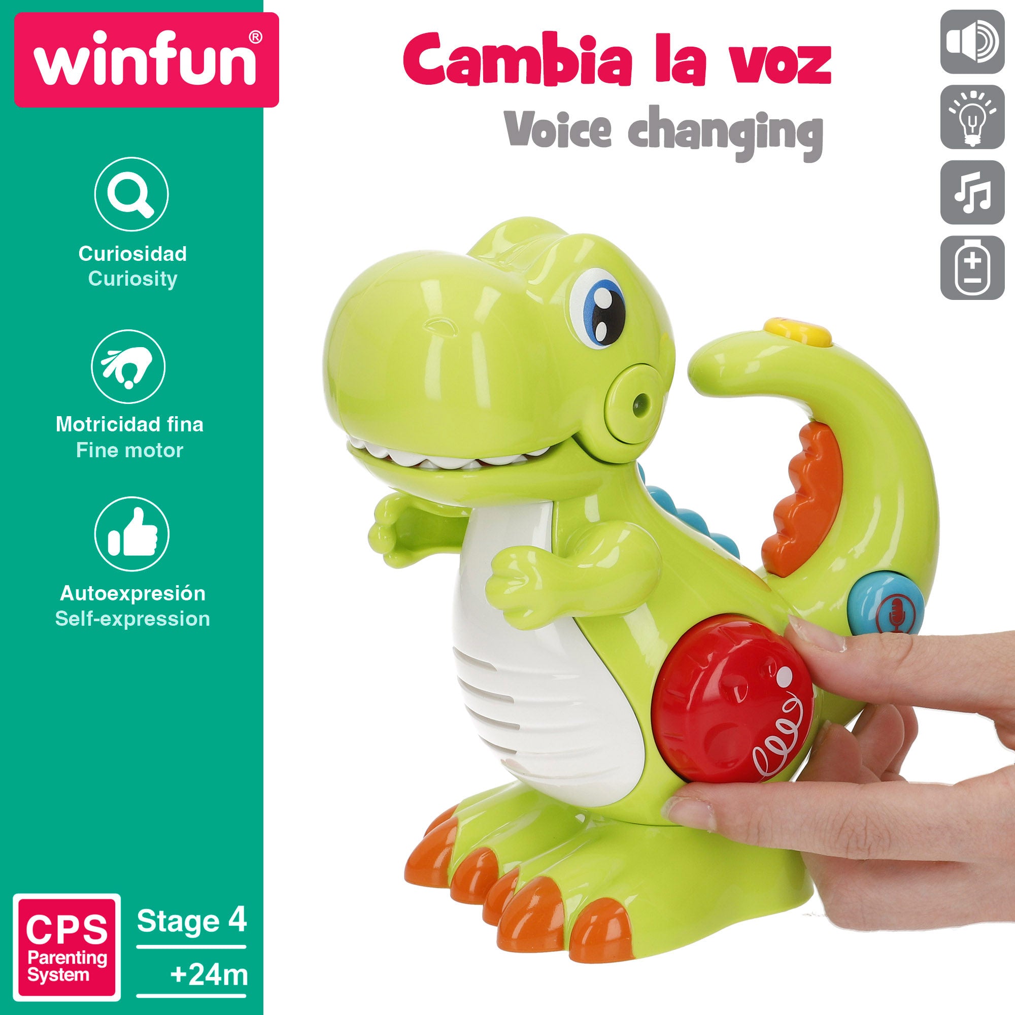 Winfun Dinosaurio juguete eléctrico con grabador, luz y sonido
