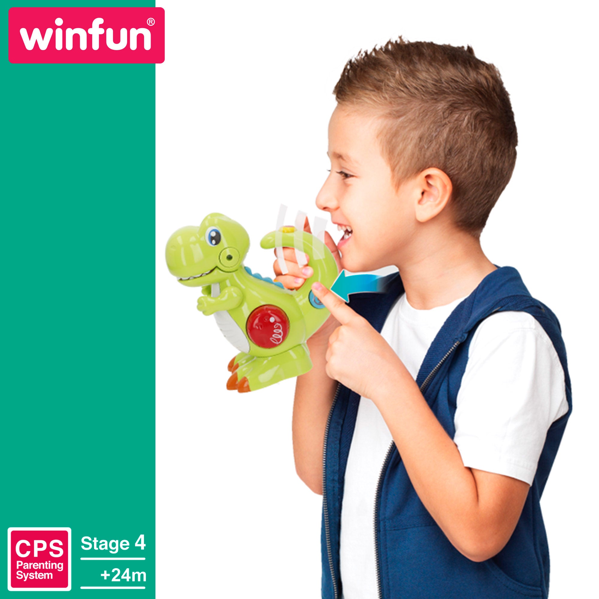 Winfun Dinosaurio juguete eléctrico con grabador, luz y sonido