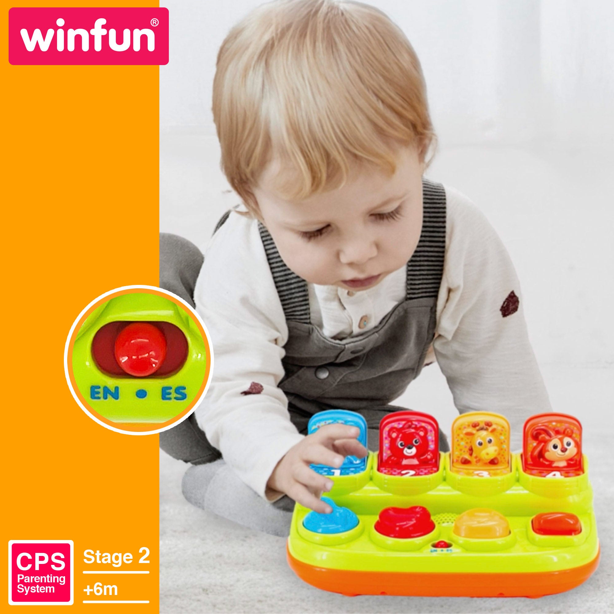Winfun Juguete interactivo animales saltarines bilingüe con sonido