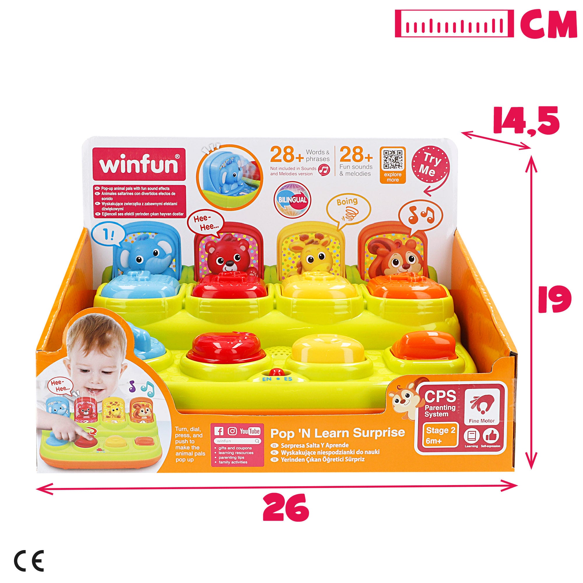 Winfun Juguete interactivo animales saltarines bilingüe con sonido