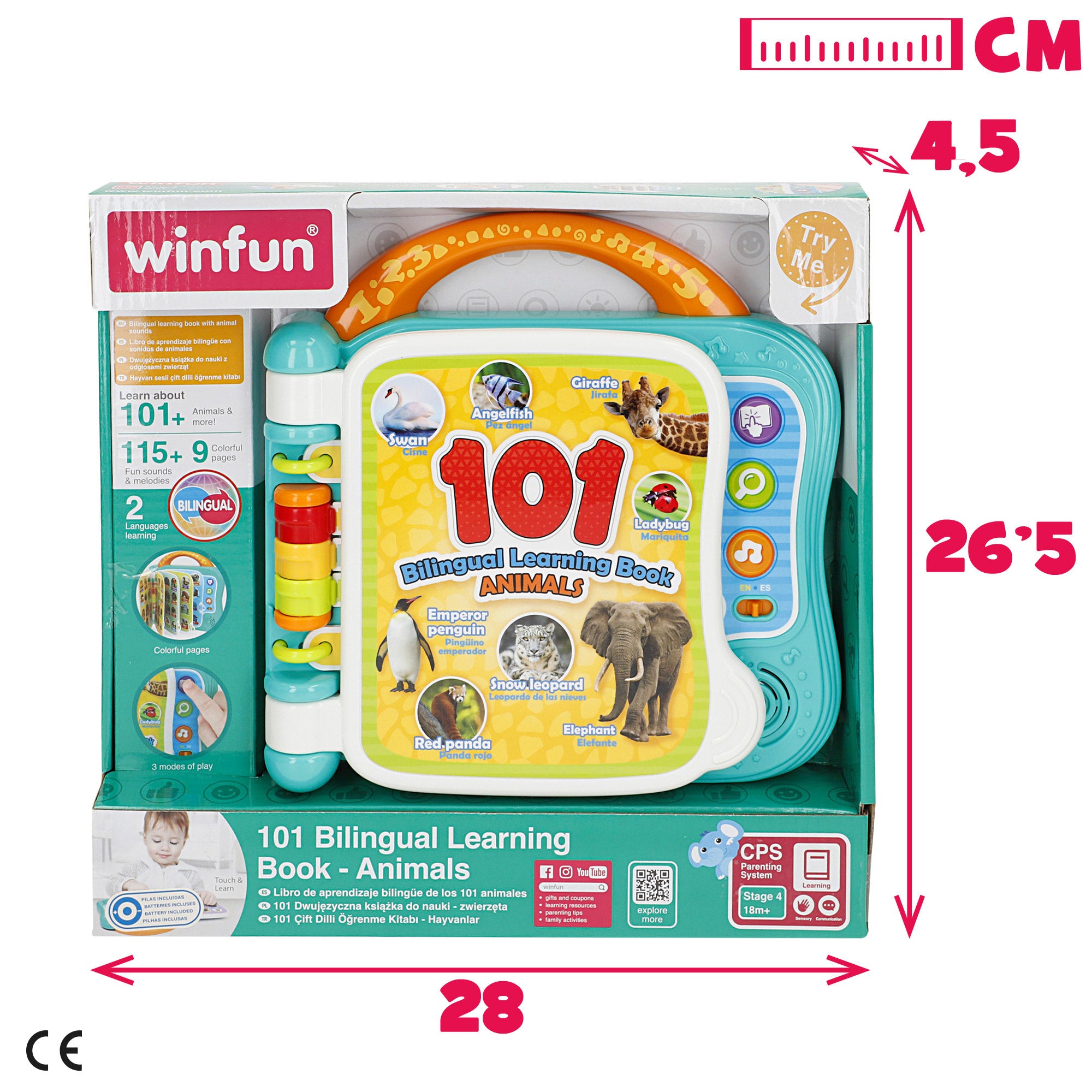 Winfun Libro infantil aprendizaje bilingüe 101 animales