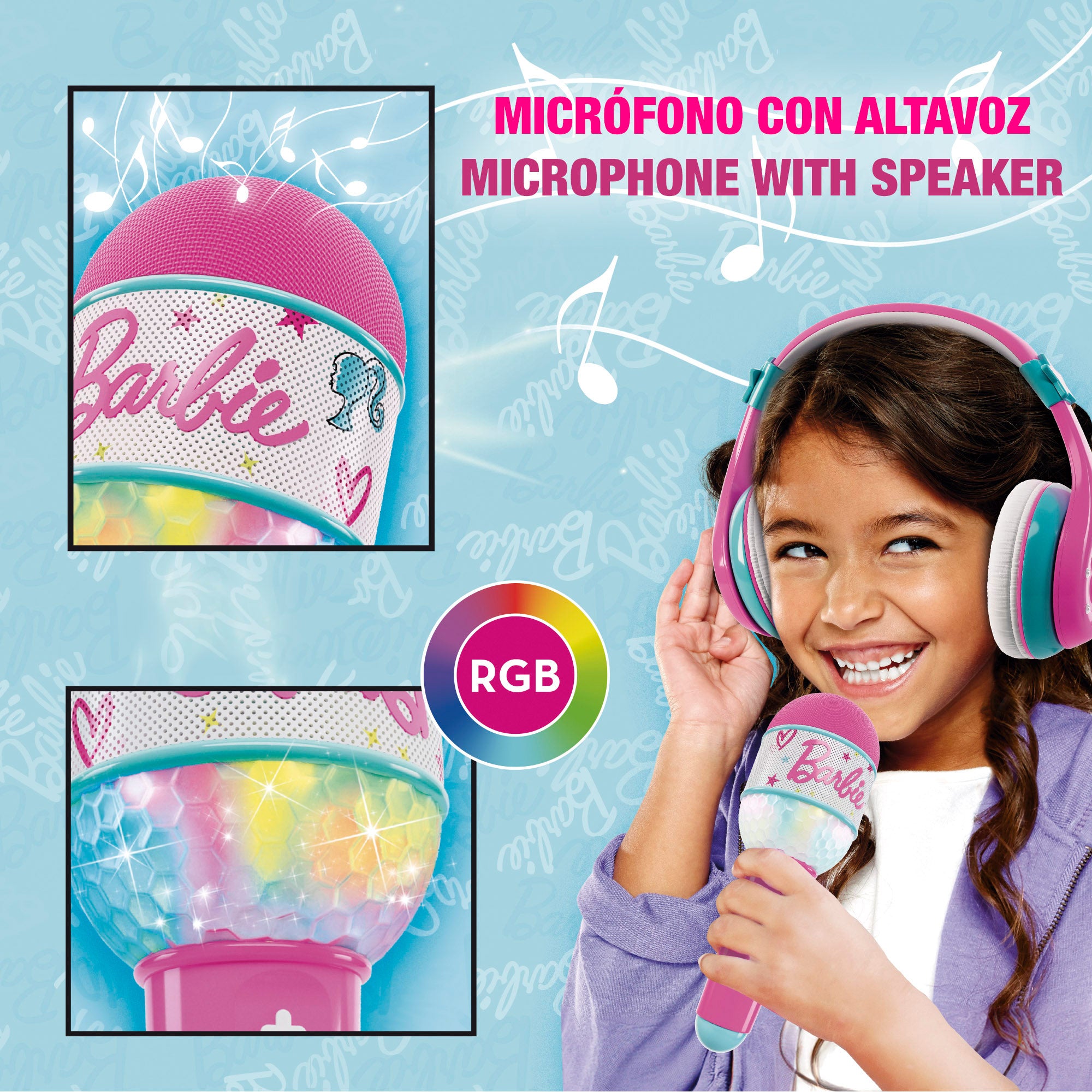 Barbie Set auriculares y micrófono infantil con bluetooth