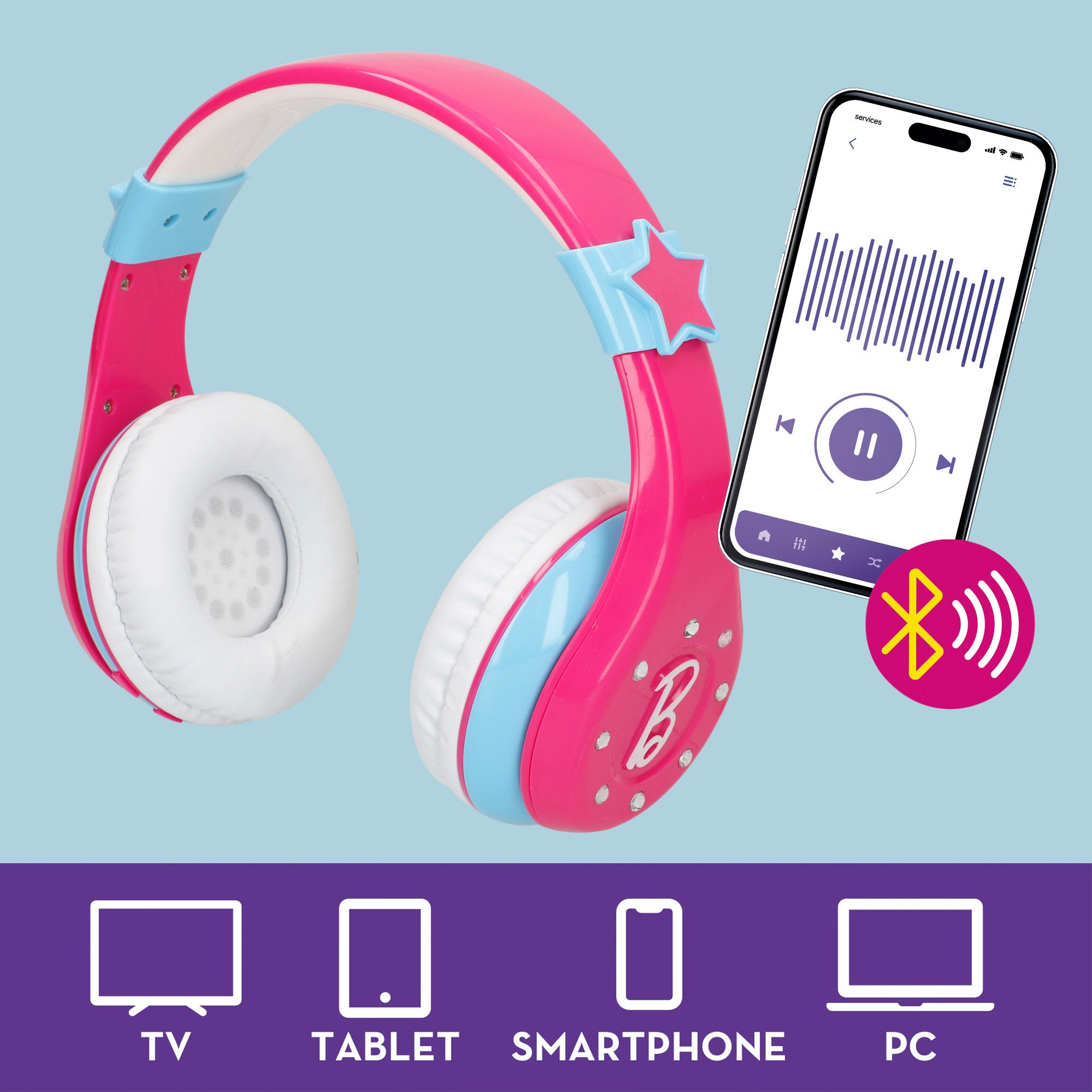 Barbie Set auriculares y micrófono infantil con bluetooth