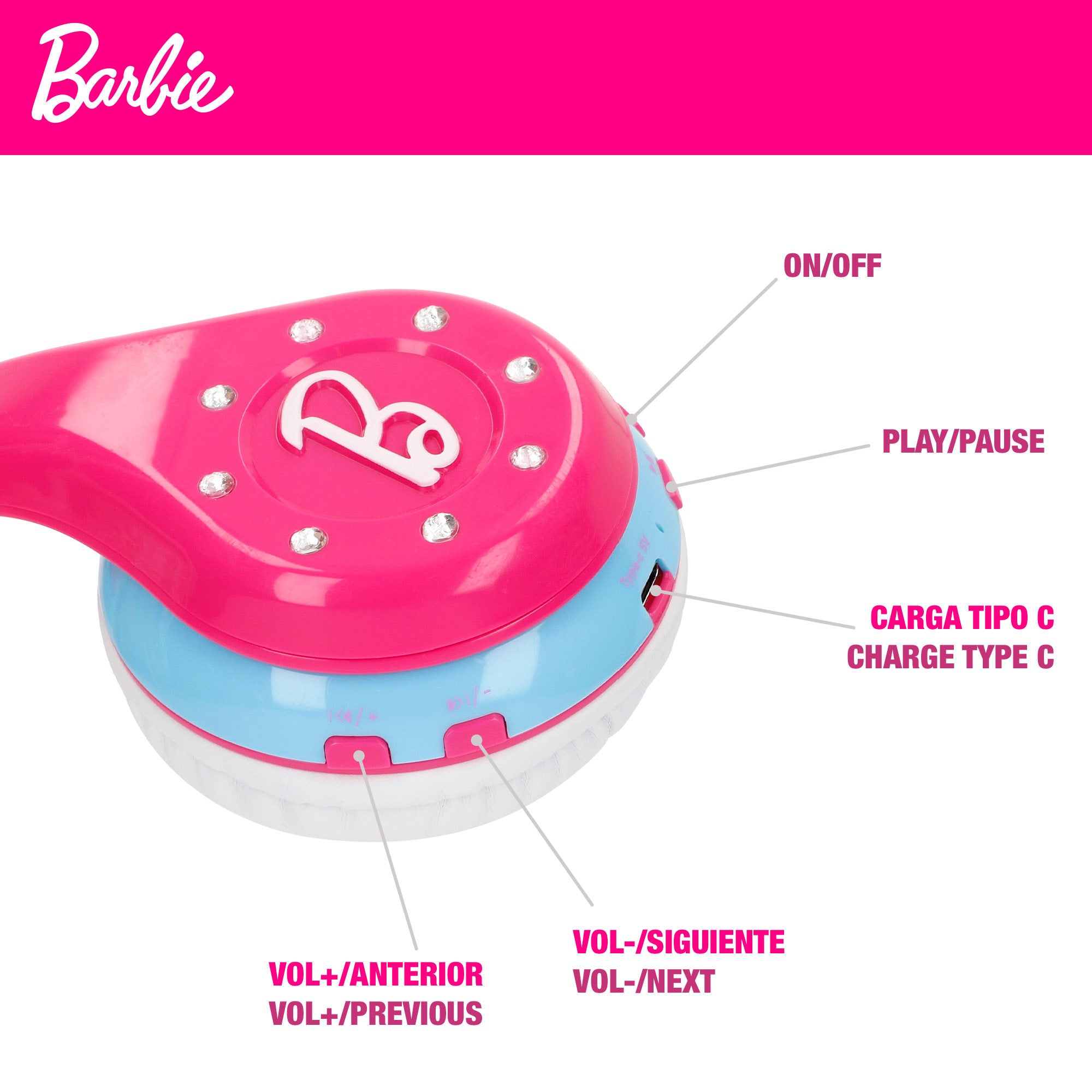 Barbie Set auriculares y micrófono infantil con bluetooth