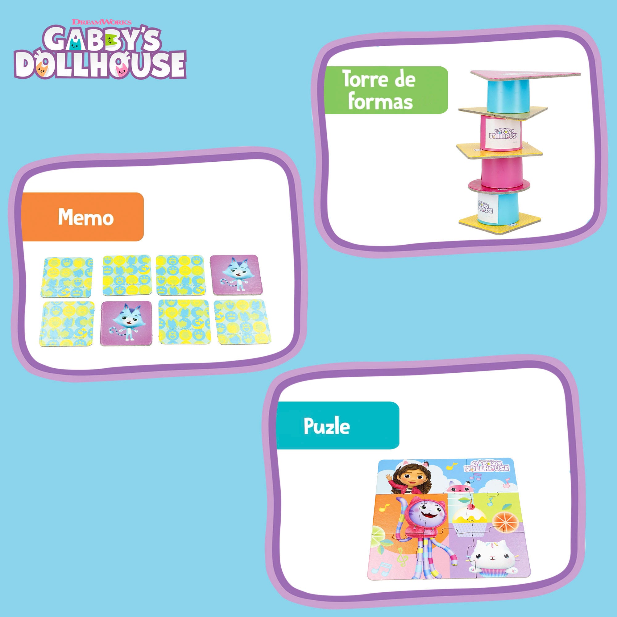 Gabby's Dollhouse Juegos de mesa 10 en 1