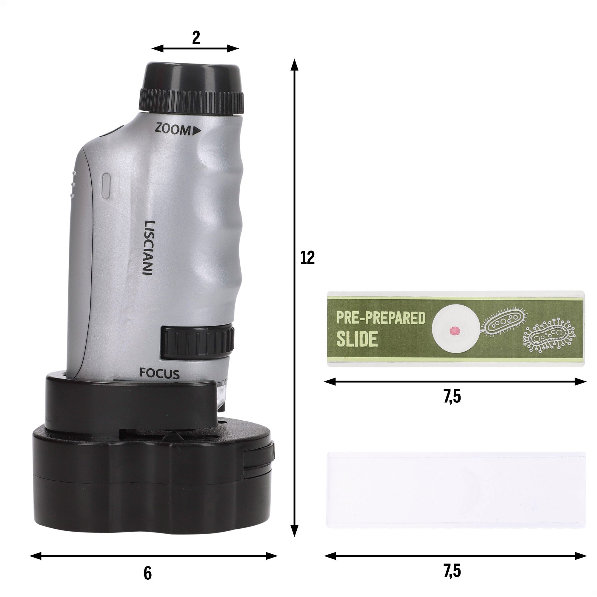 Lisciani Micro Microscopio para niños portátil, pequeño y ligero 2 en 1