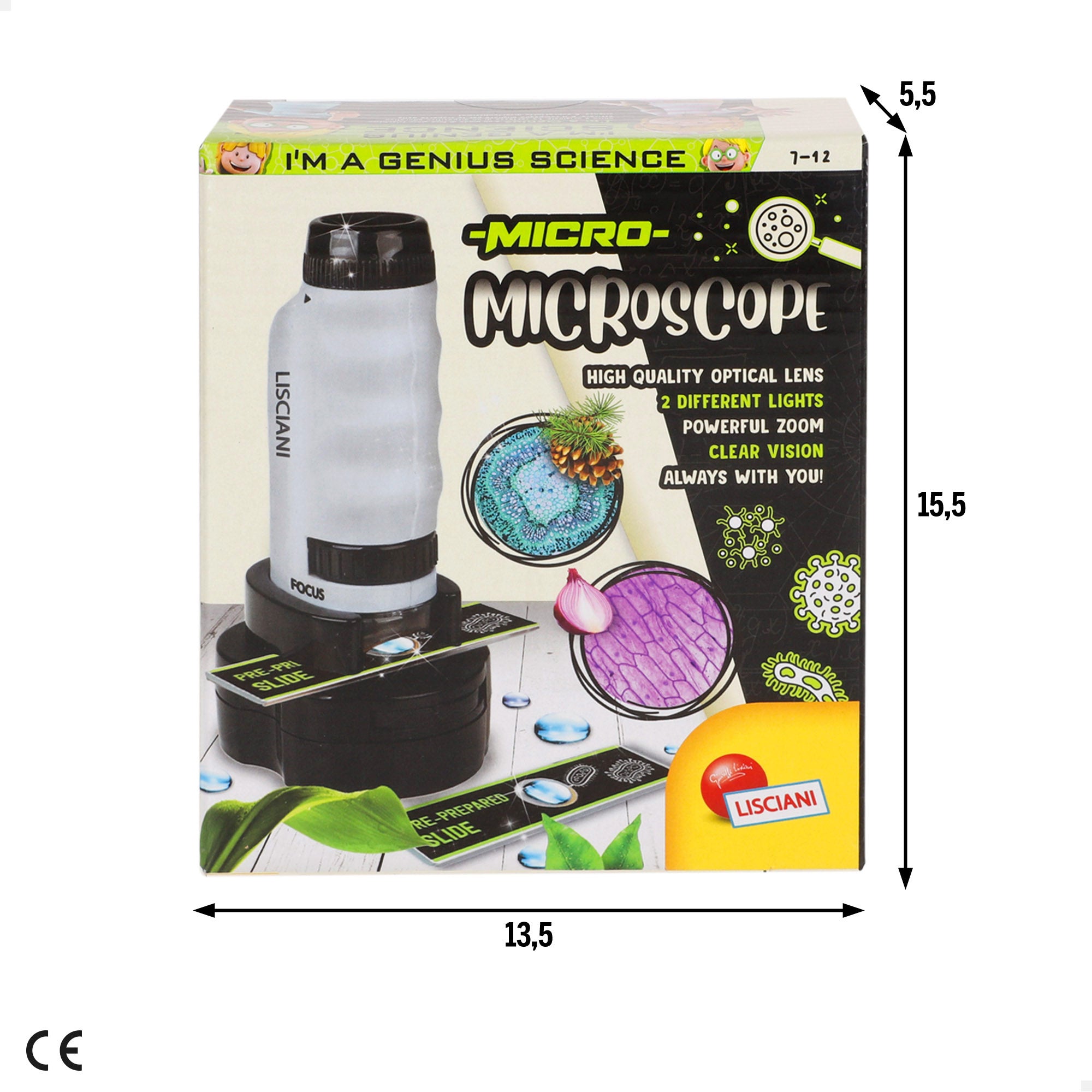 Lisciani Micro Microscopio para niños portátil, pequeño y ligero 2 en 1