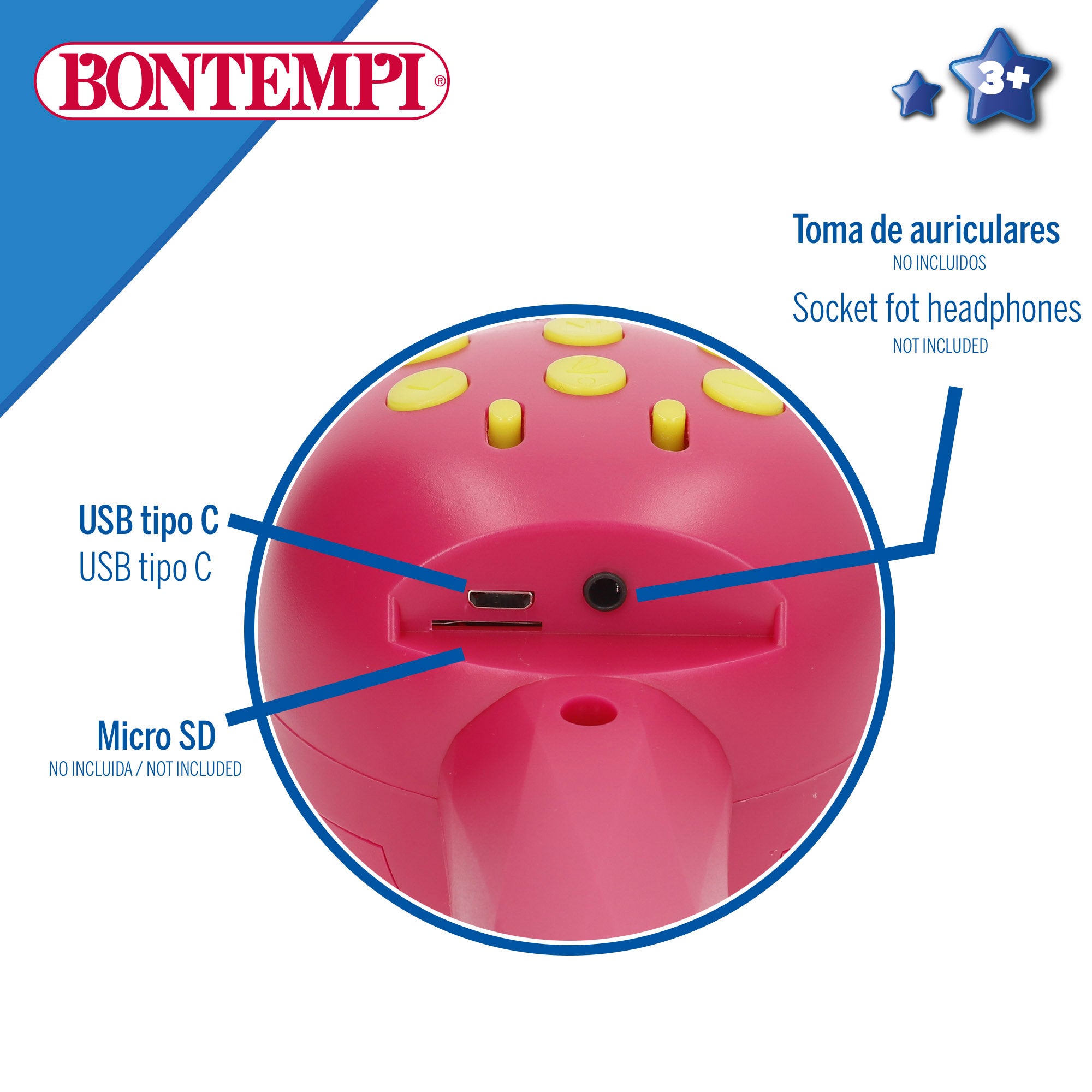 Micrófono infantil inalámbrico rosa con altavoz Bontempi