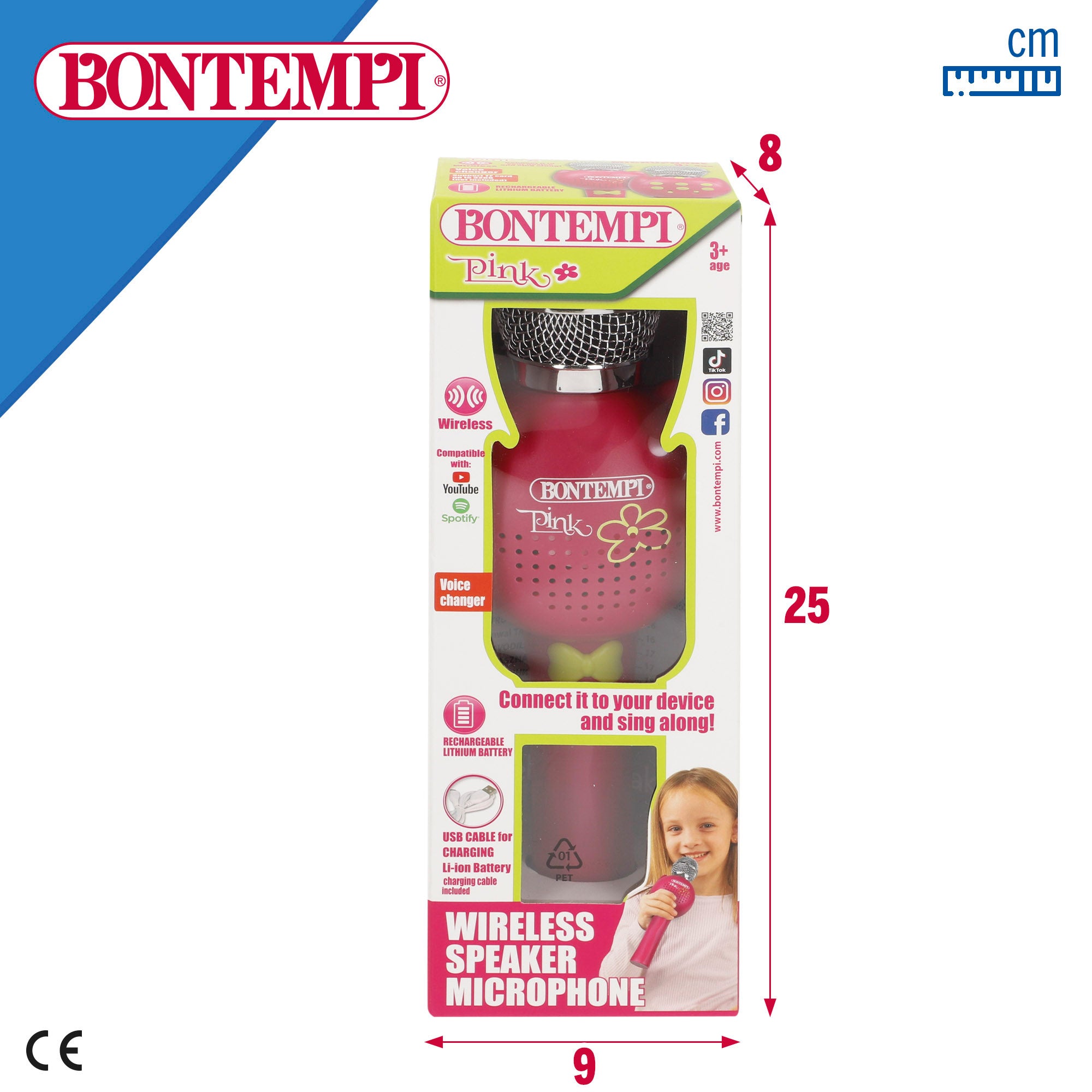 Micrófono infantil inalámbrico rosa con altavoz Bontempi