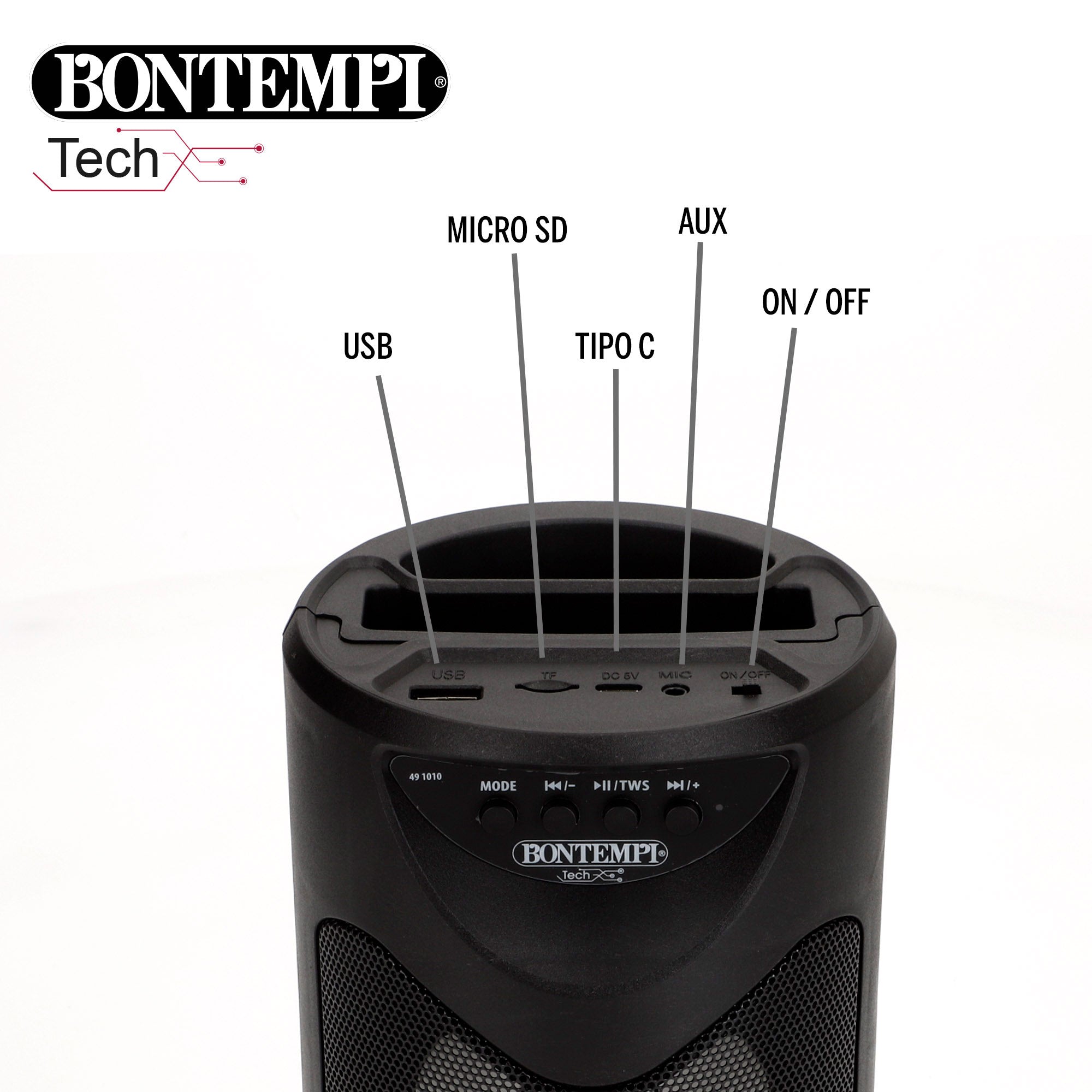 Altavoz inalámbrico con micrófono y luces Ø12x18 cm Bontempi