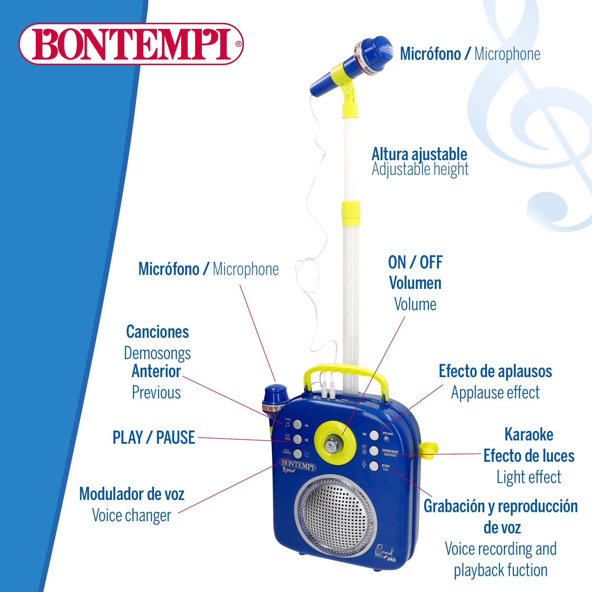 Altavoz karaoke infantil con 2 micrófonos Bontempi