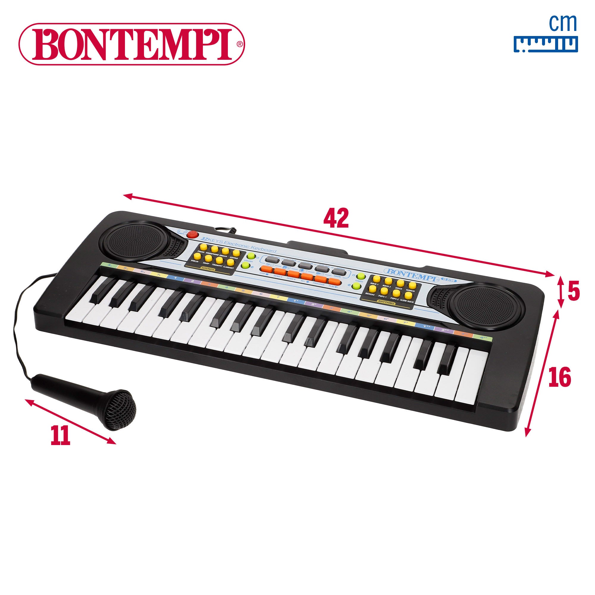 Teclado piano electrónico con micrófono 37 teclas para niños Bontempi