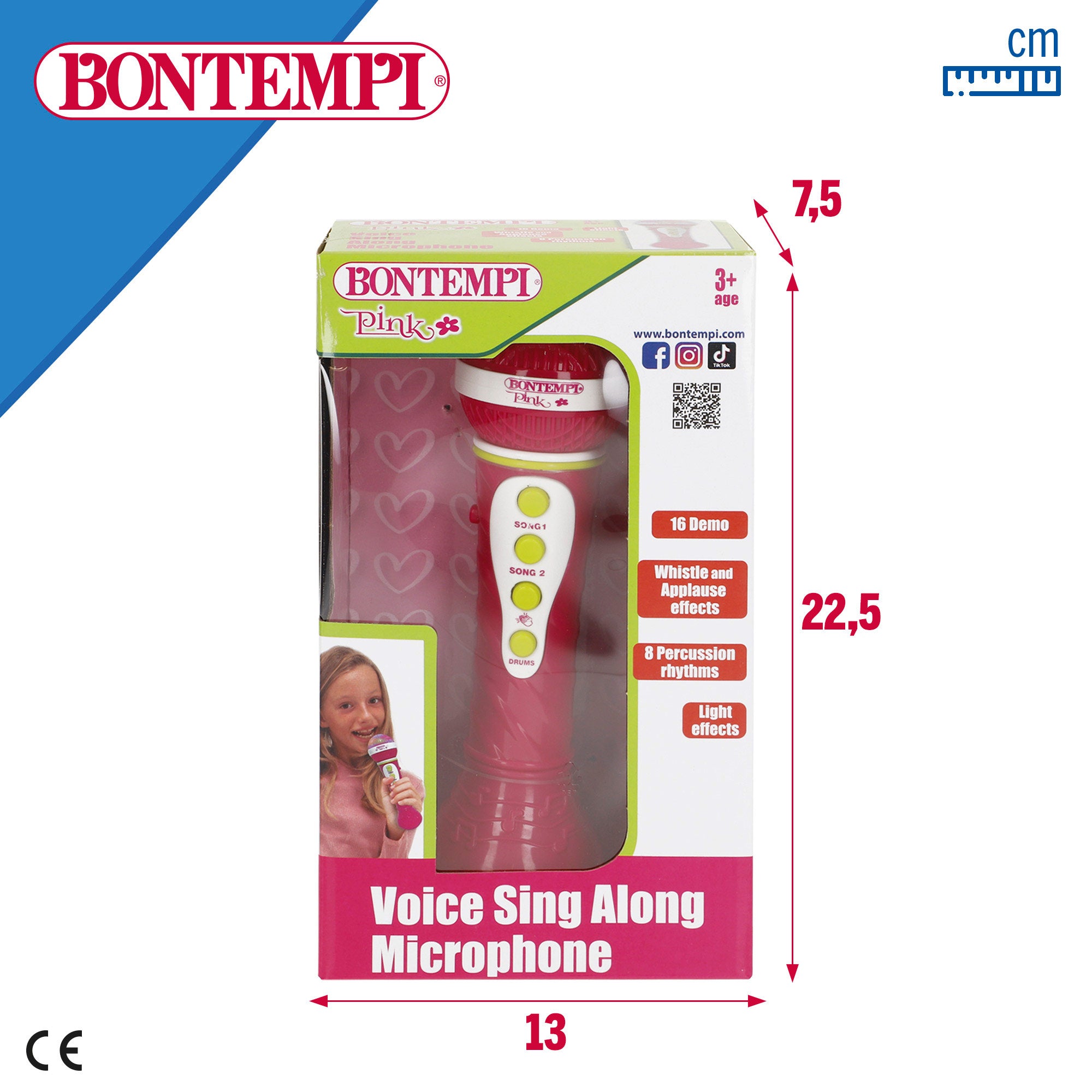 Micrófono inalámbrico de juguete color rosa Bontempi