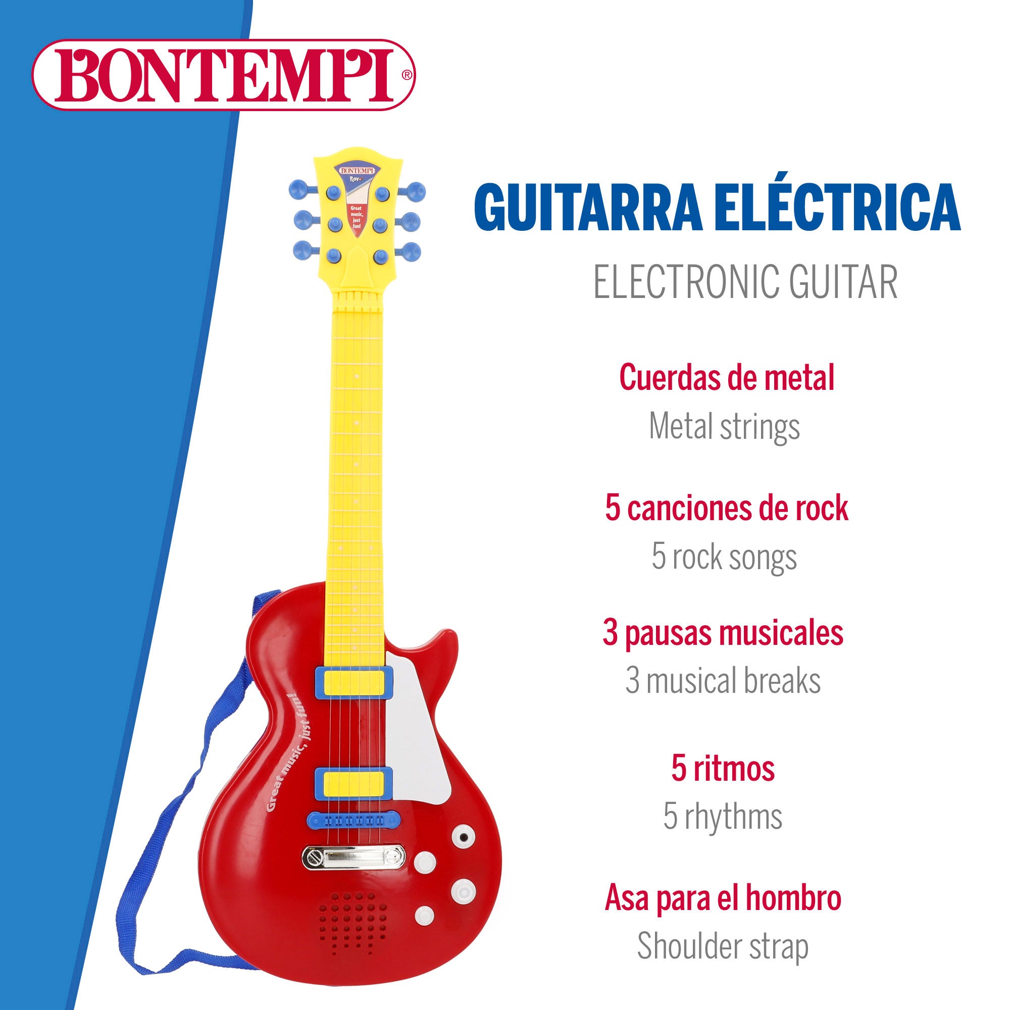 Guitarra eléctrica de juguete rock 56 cm Bontempi