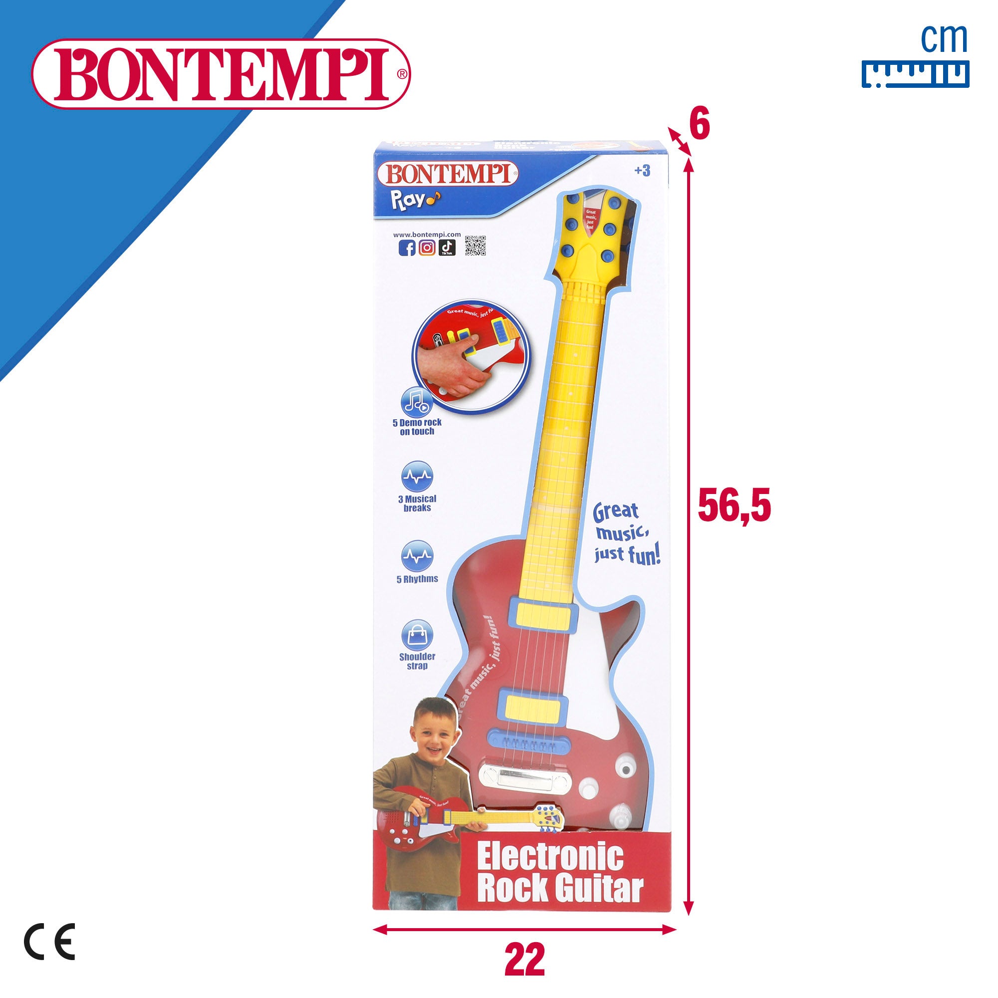 Guitarra eléctrica de juguete rock 56 cm Bontempi