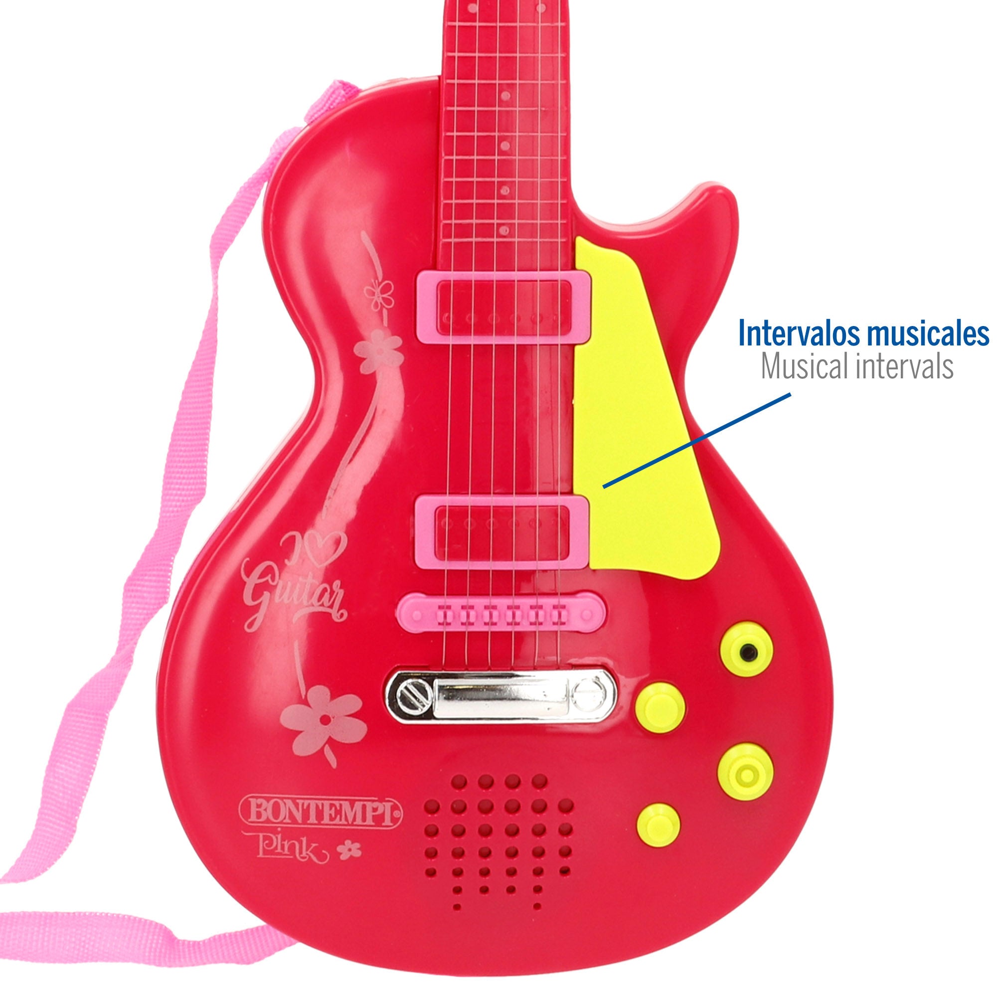 Guitarra eléctrica de juguete rock rojo y rosa 56 cm Bontempi