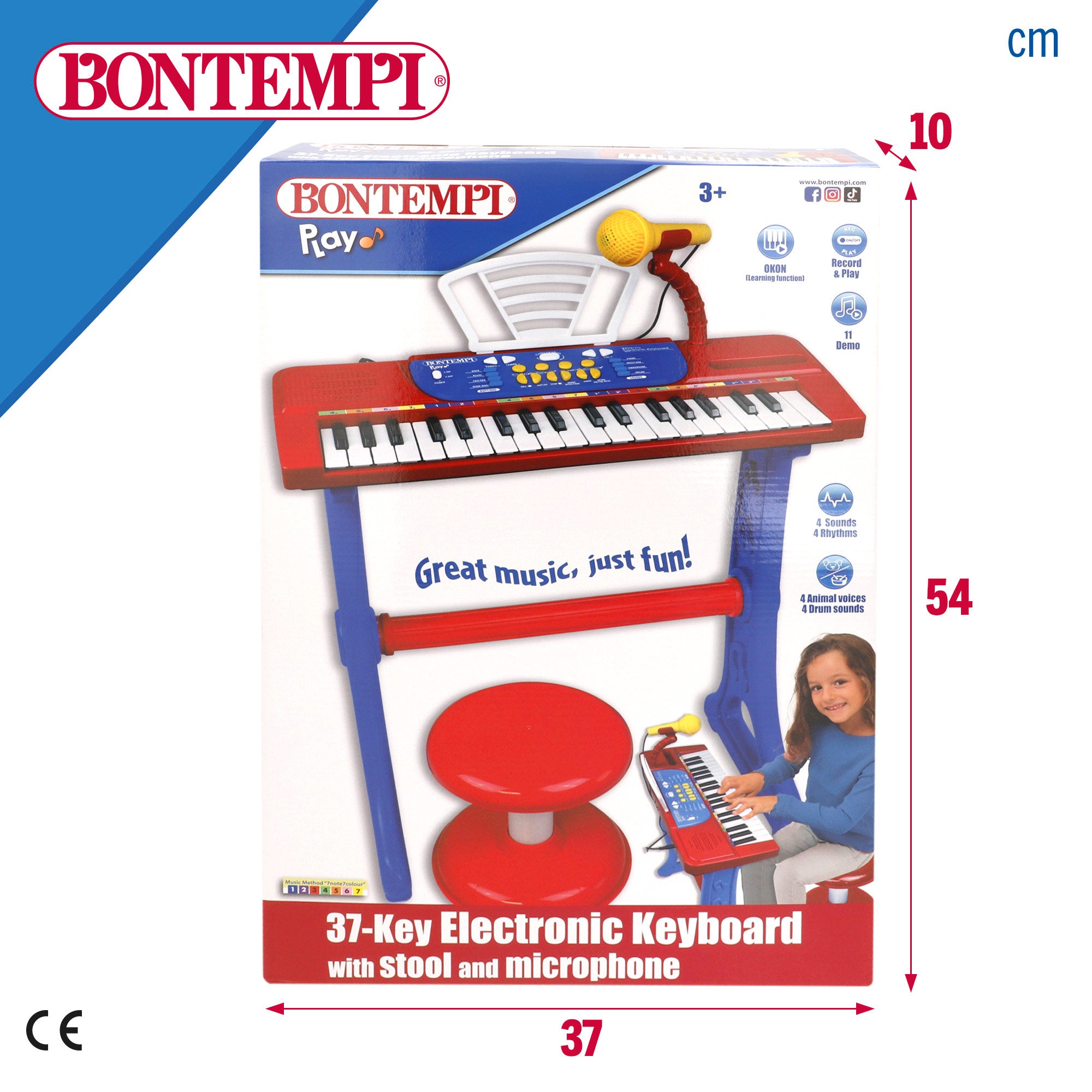 Piano infantil con micrófono y taburete Bontempi
