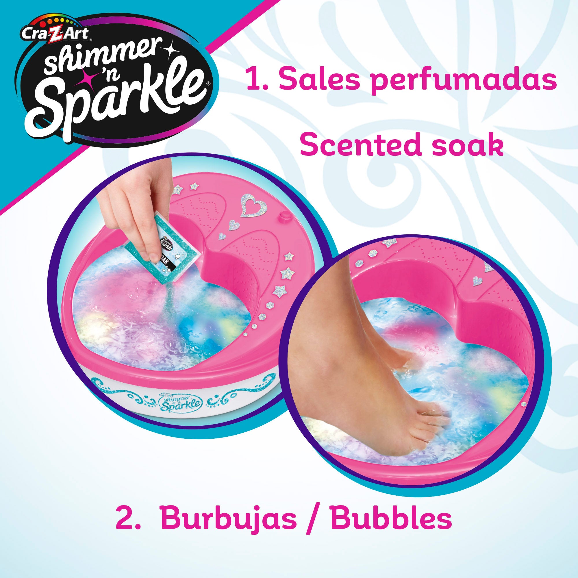 Shimmer 'n Sparkle Spa uñas y pies 5 en 1 con luz y burbujas