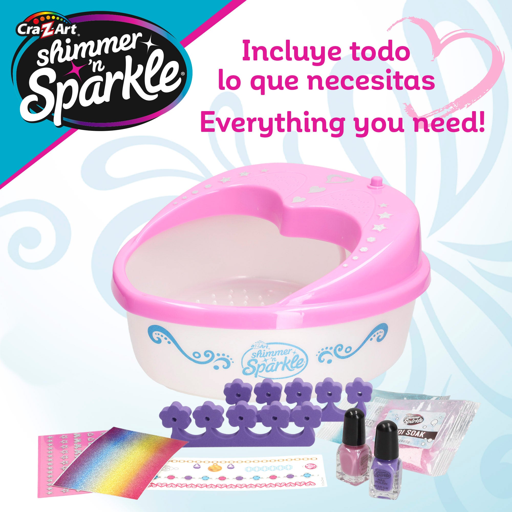 Shimmer 'n Sparkle Spa uñas y pies 5 en 1 con luz y burbujas