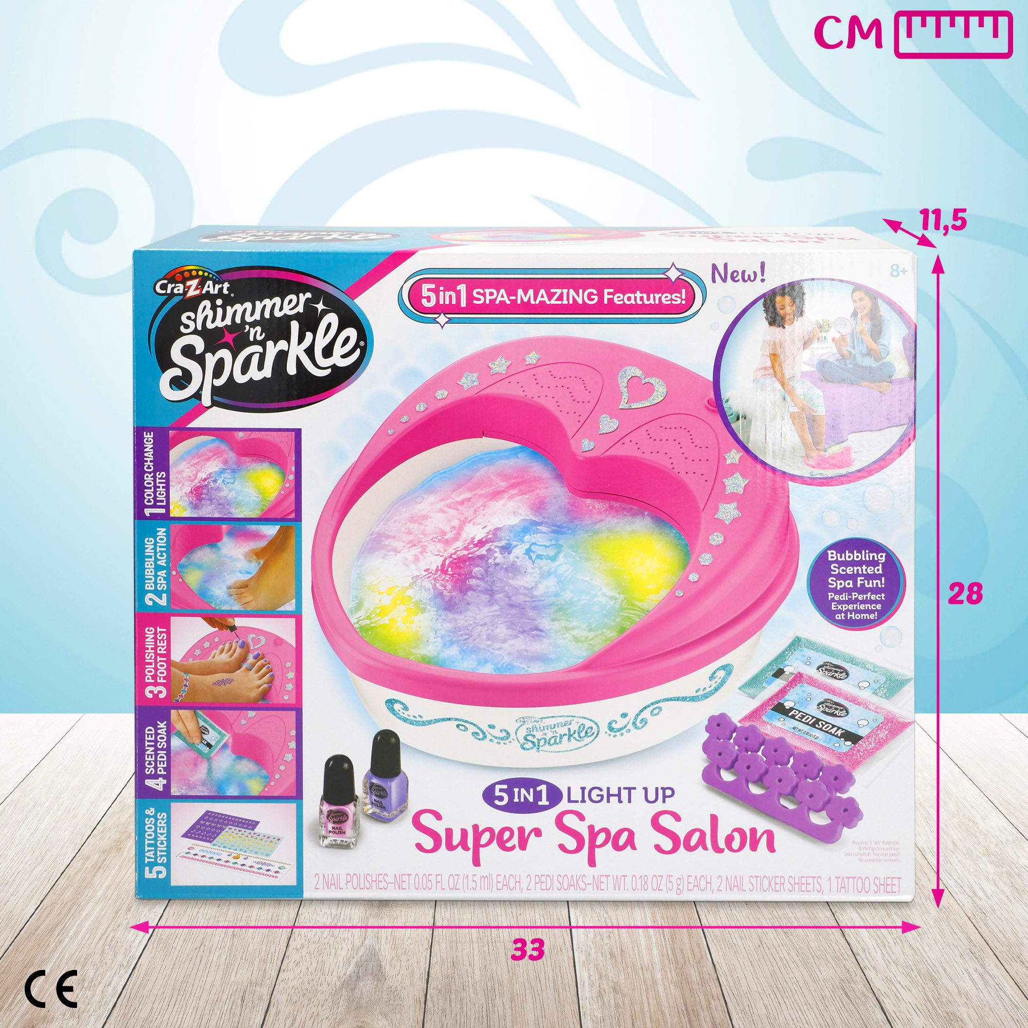Shimmer 'n Sparkle Spa uñas y pies 5 en 1 con luz y burbujas