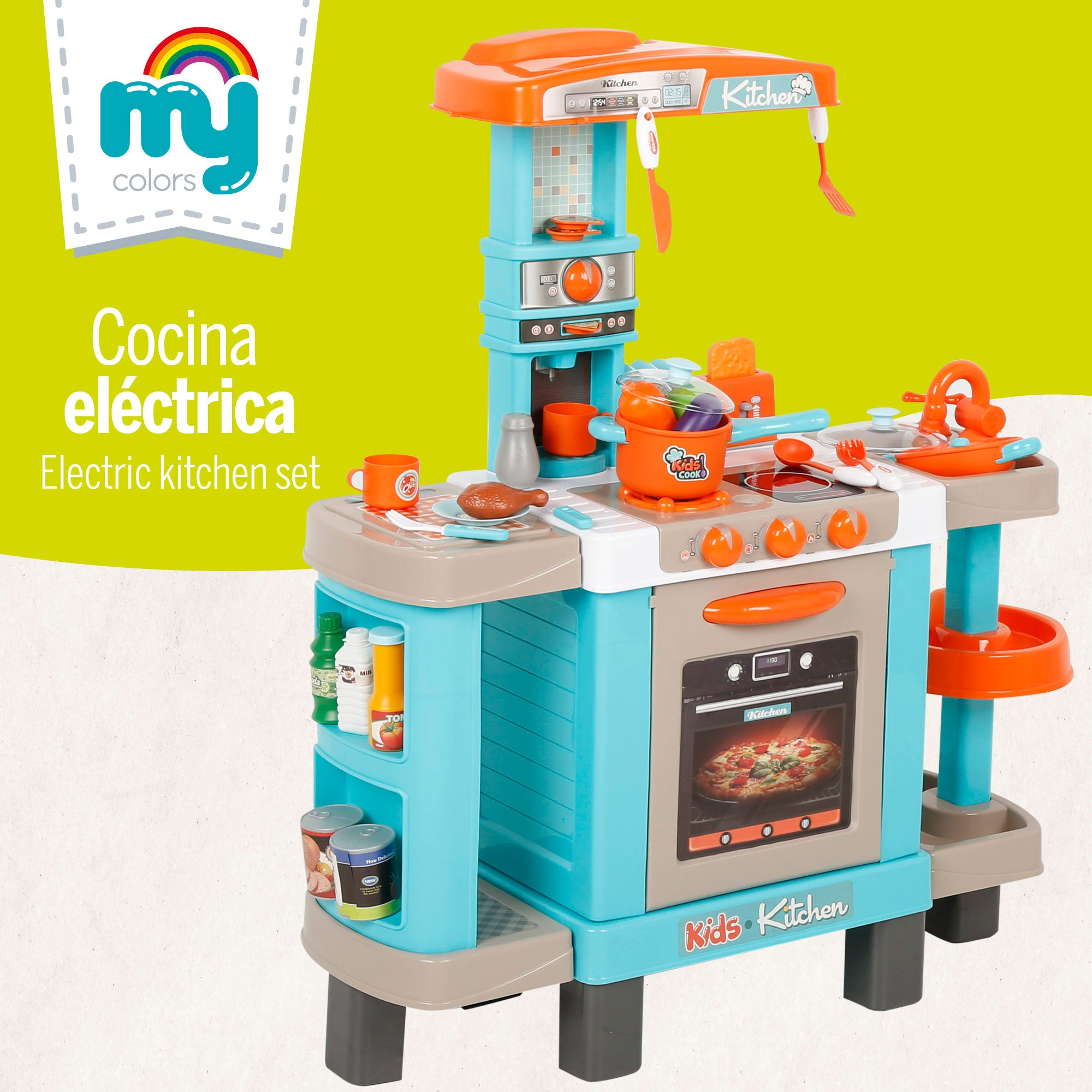 Cocinita eléctrica con luz, sonido y accesorios 78x28x87 cm My Home