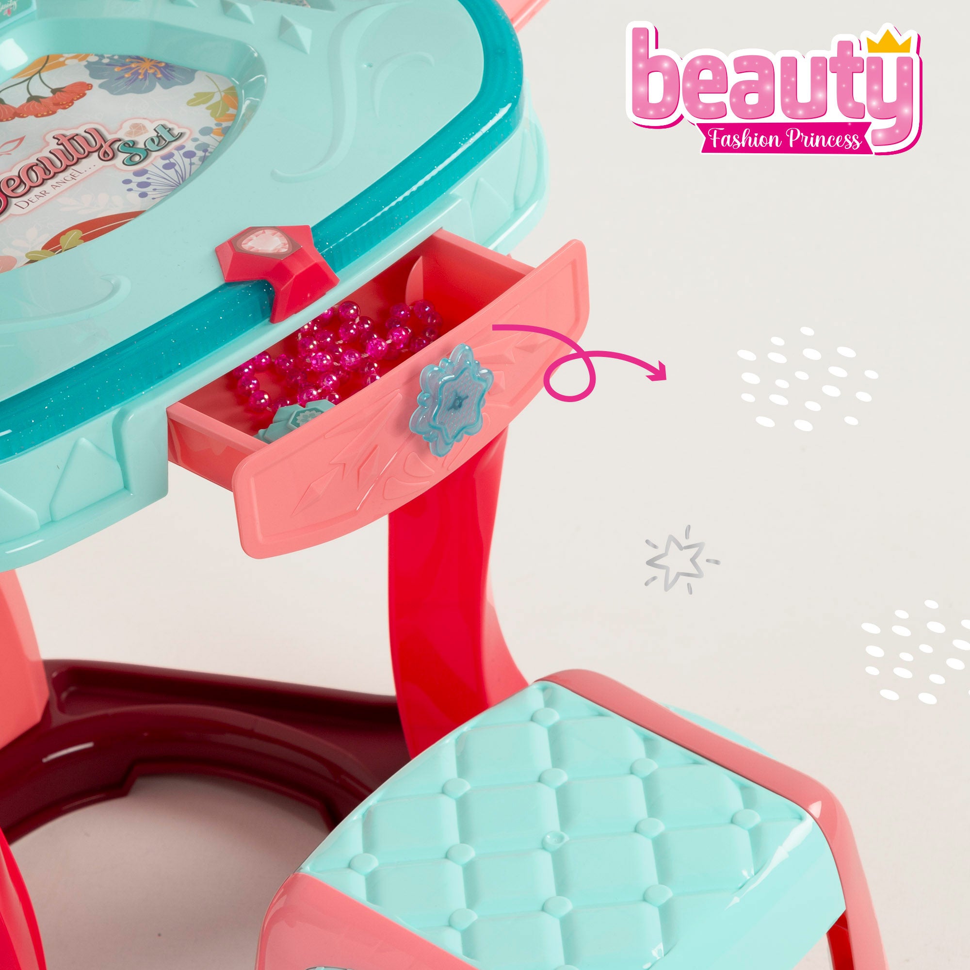 Toucador infantil com luz, som e banquinho.