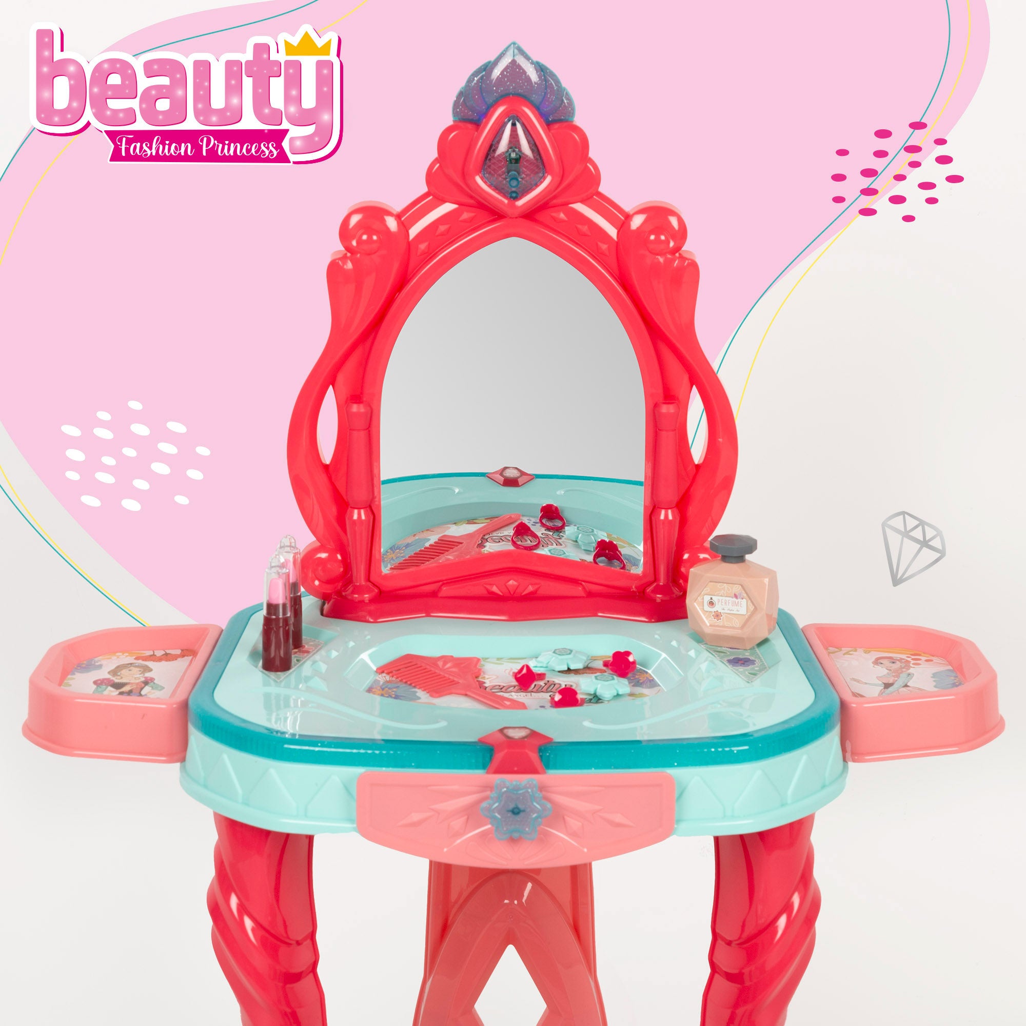 Toucador infantil com luz, som e banquinho.