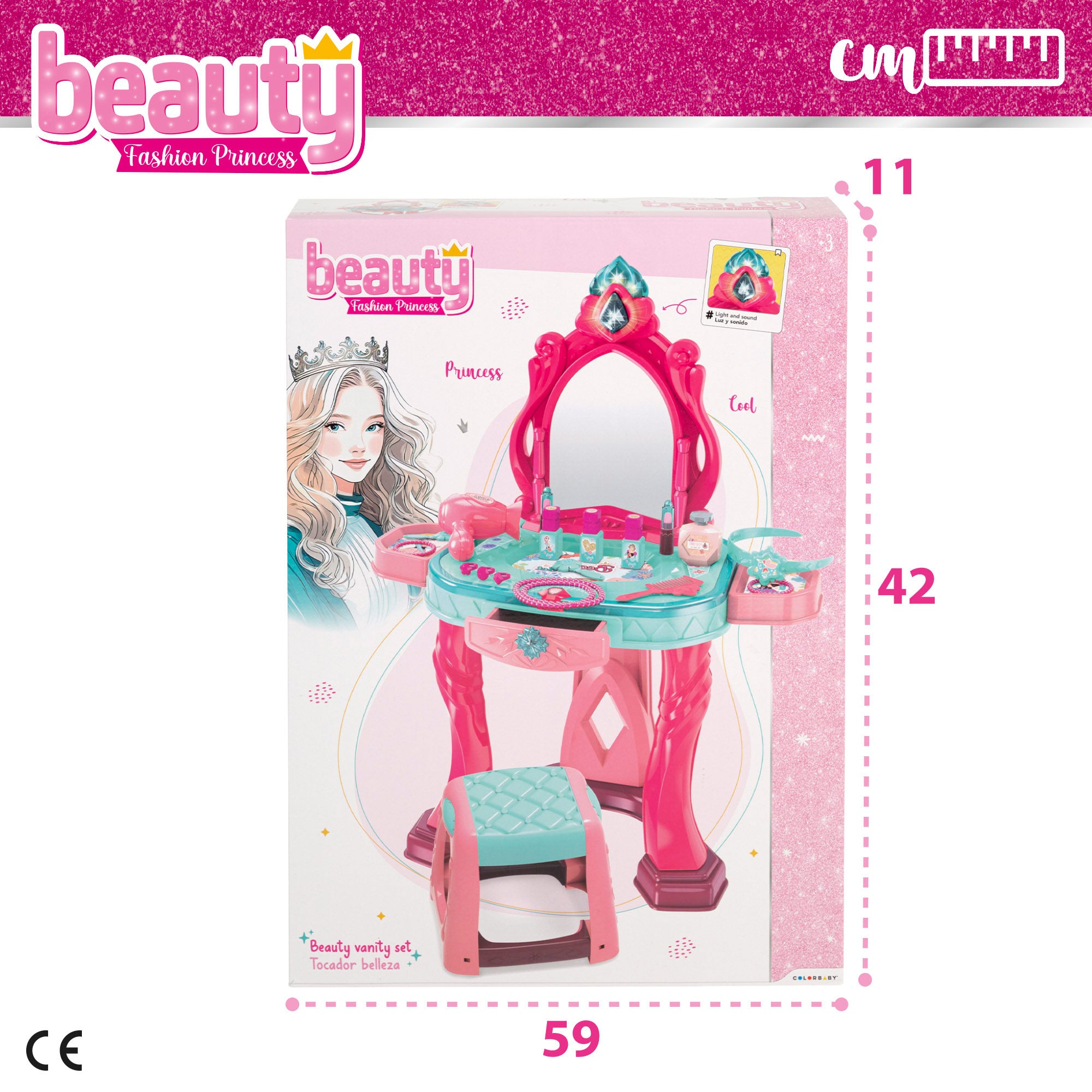 Toucador infantil com luz, som e banquinho.