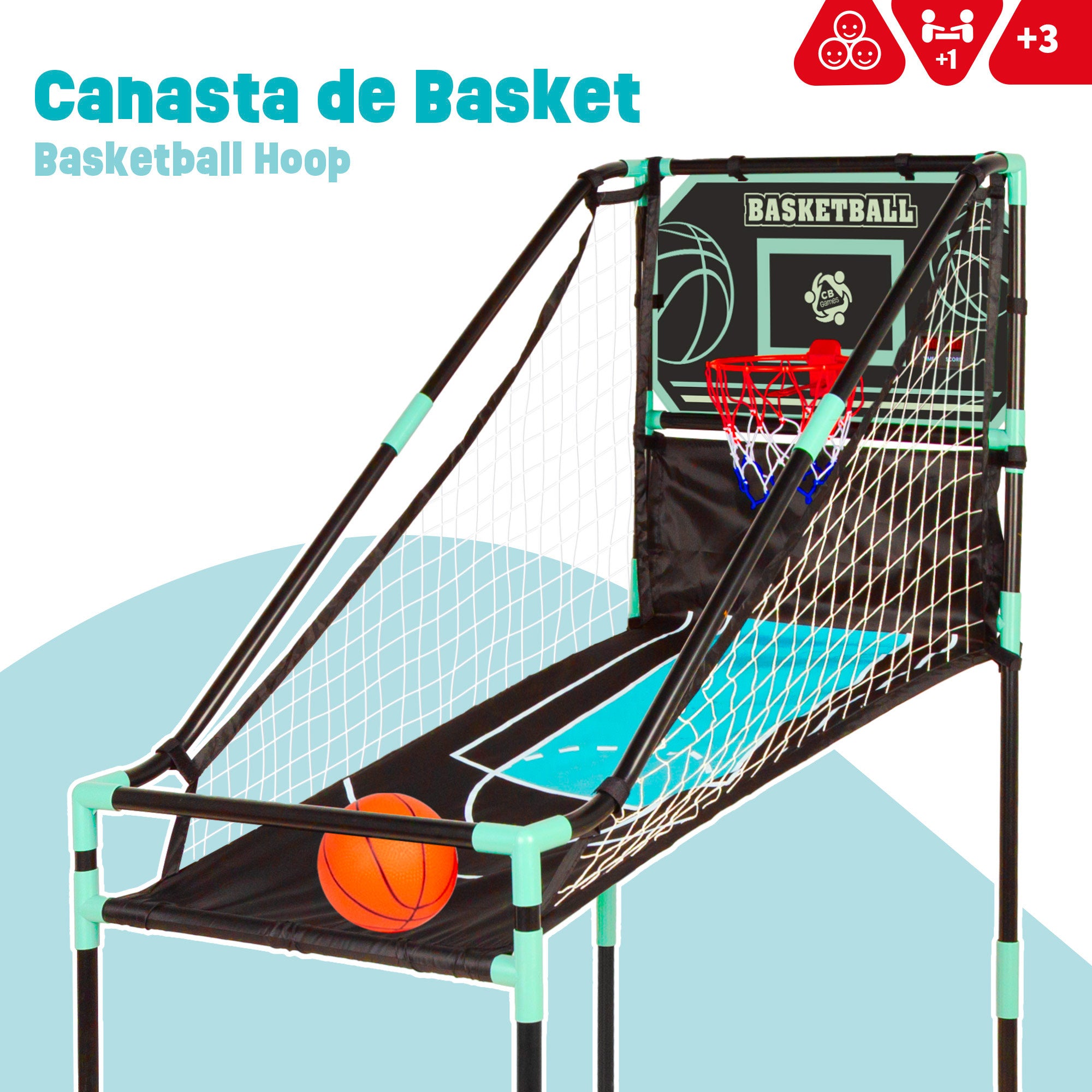 Canasta de baloncesto con estructura de retorno y marcador electrónico CB Games
