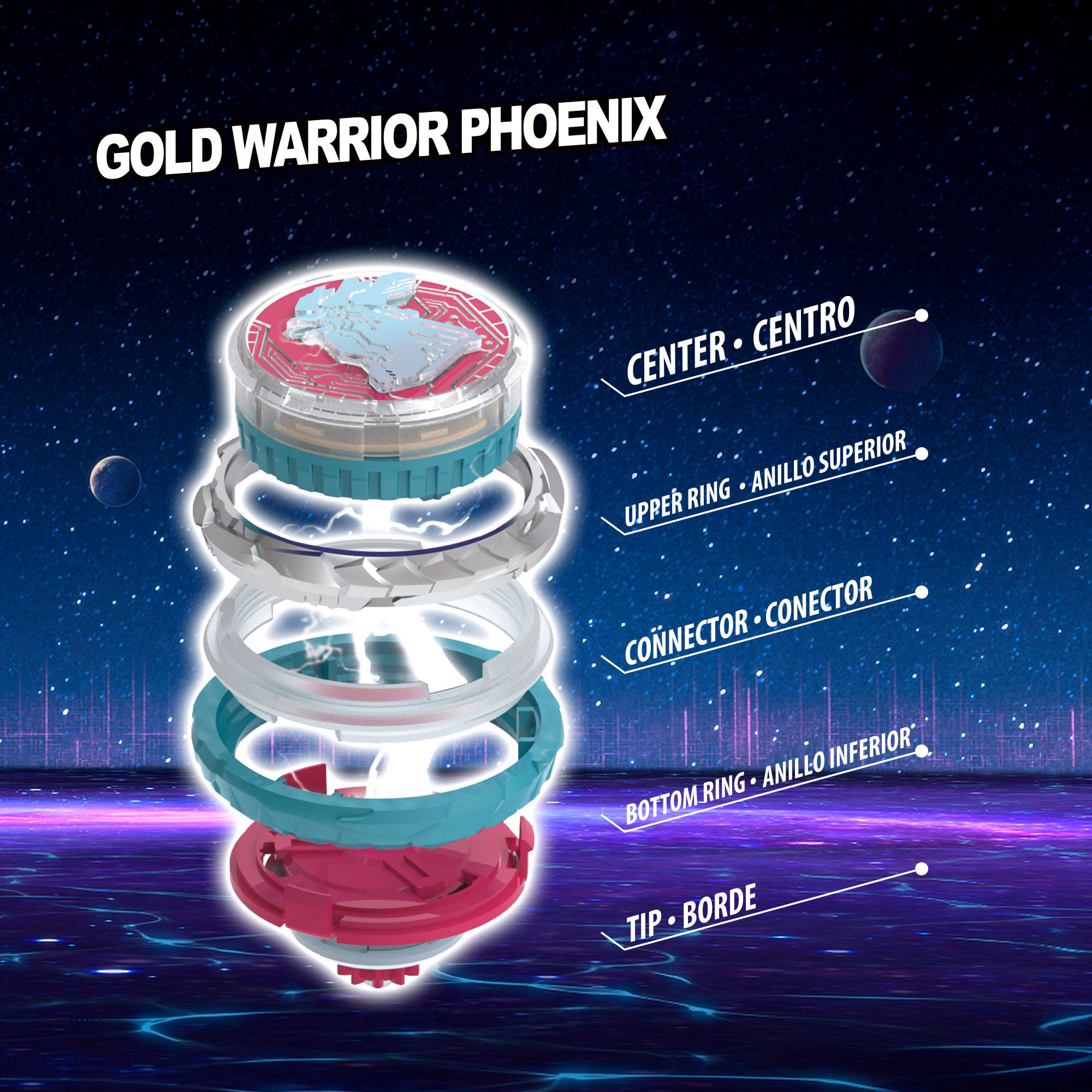 Infinity Nado Set Avanzado con espada y peonza Fénix Dorado