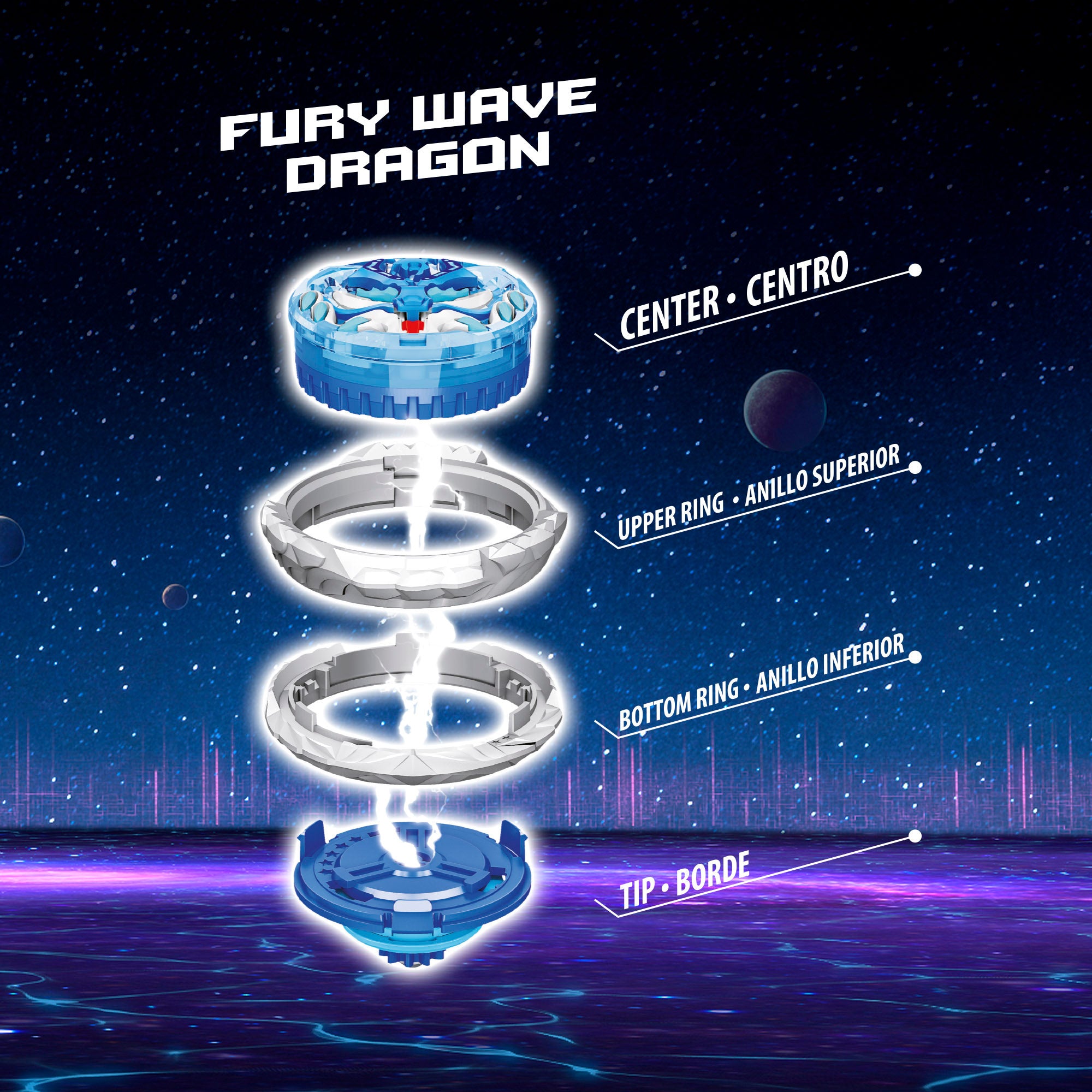 Infinity Nado Set cinturón maestro, espada y peonza 3D Dragón de Agua