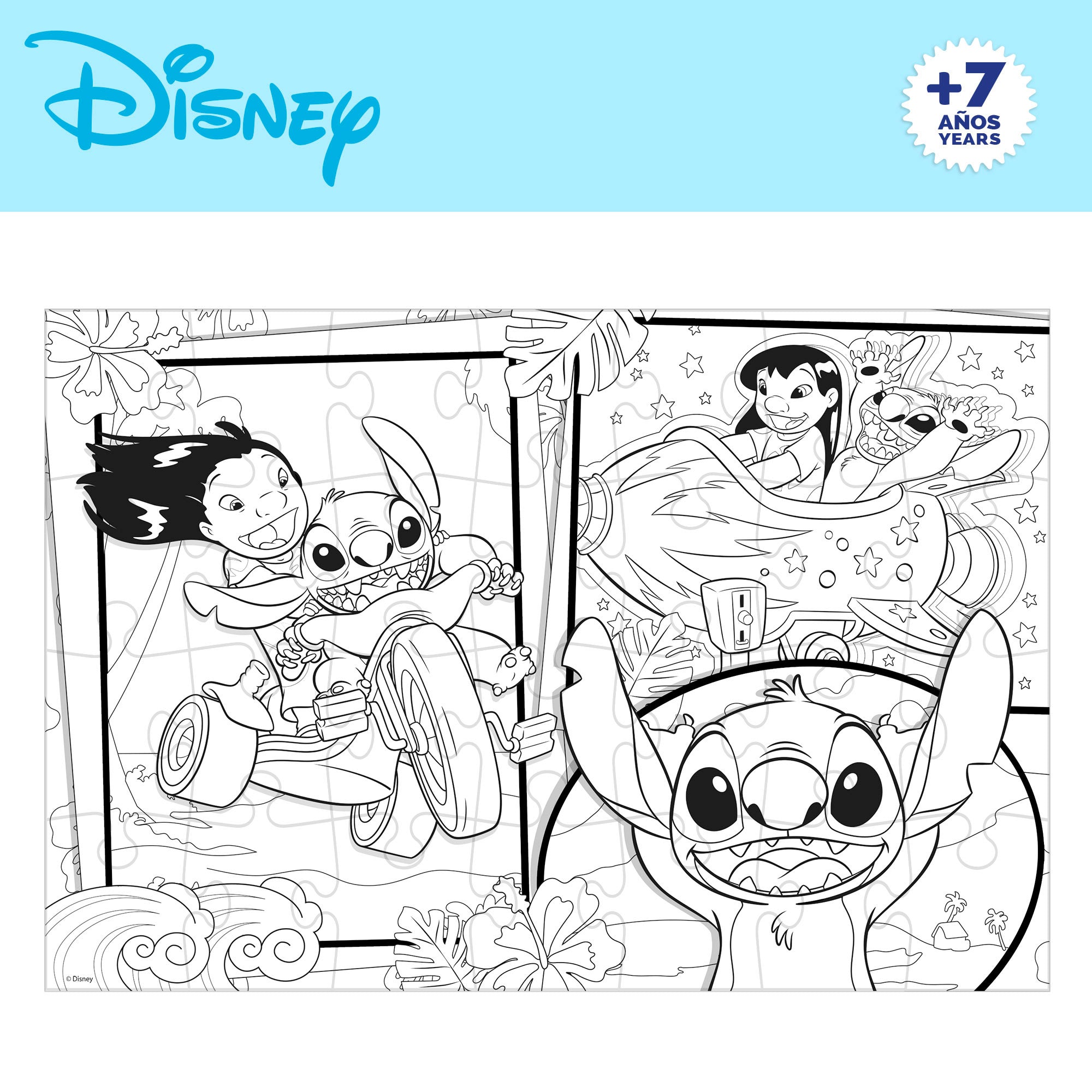 Puzzle dupla face do Stitch da Disney para colorir, 250 peças.