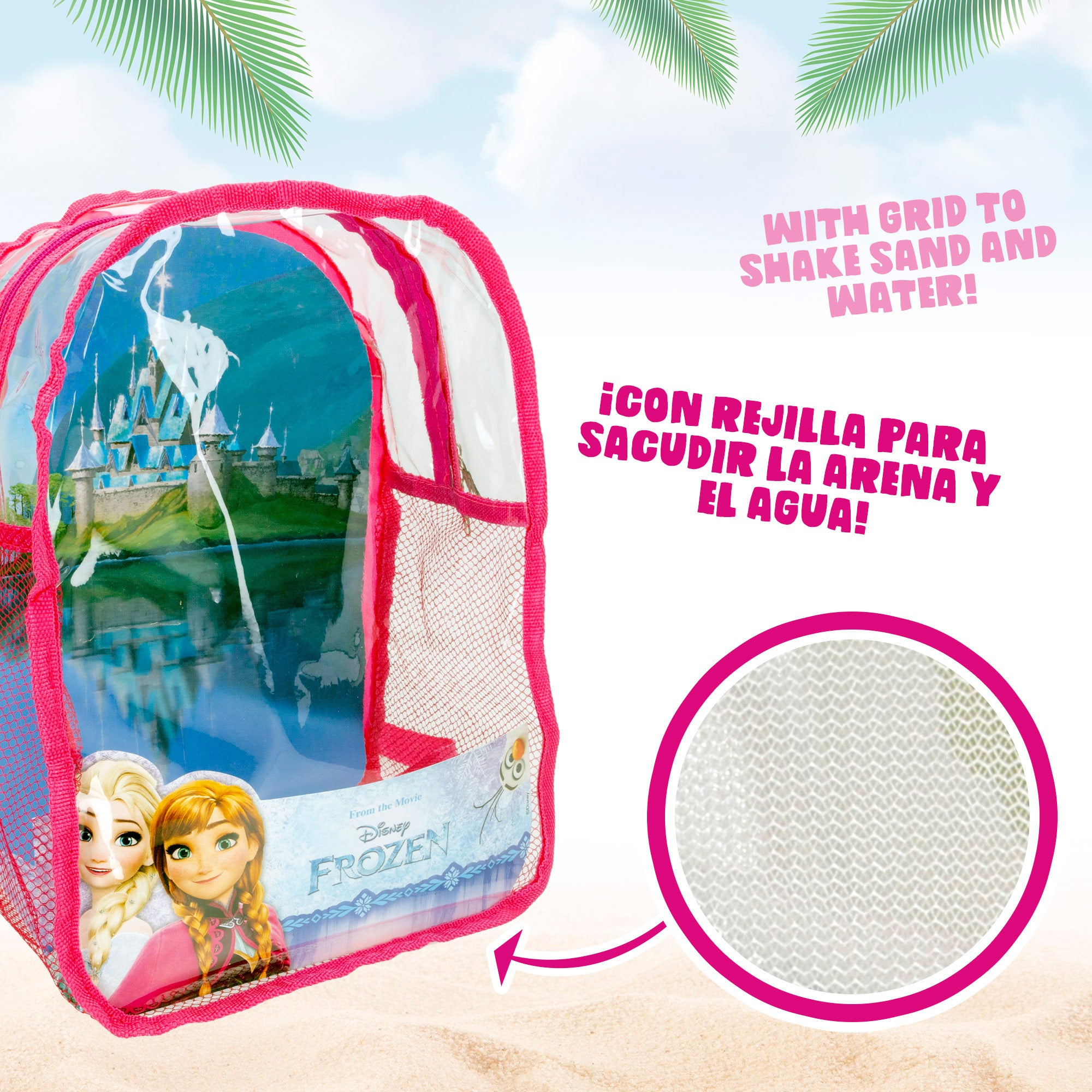 Frozen Set cubo de playa c/accesorios y mochila transporte