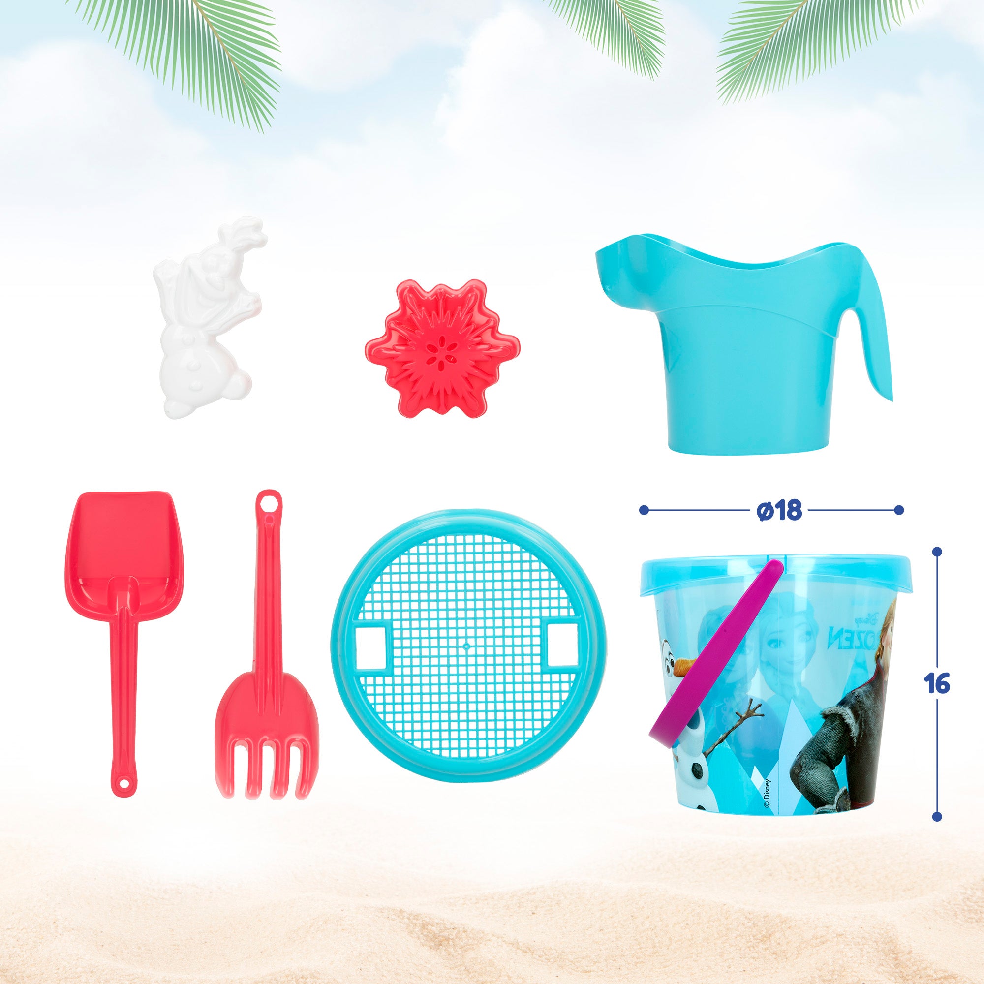 Frozen Set cubo de playa c/accesorios y mochila transporte