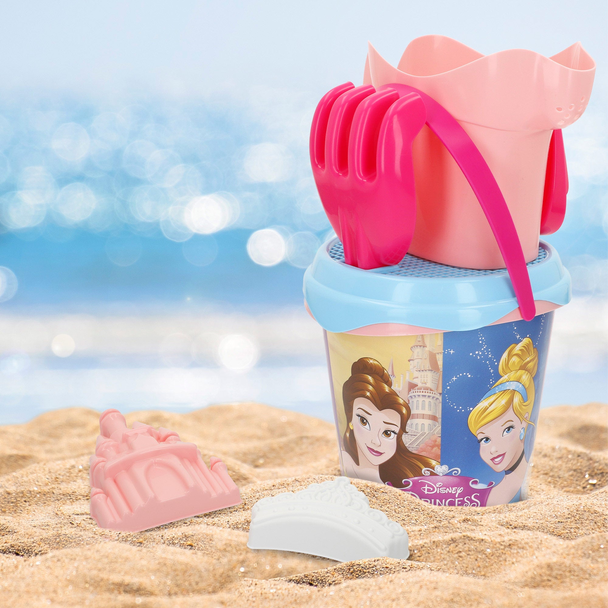 Disney Princess Set cubo de playa con accesorios y mochila transporte