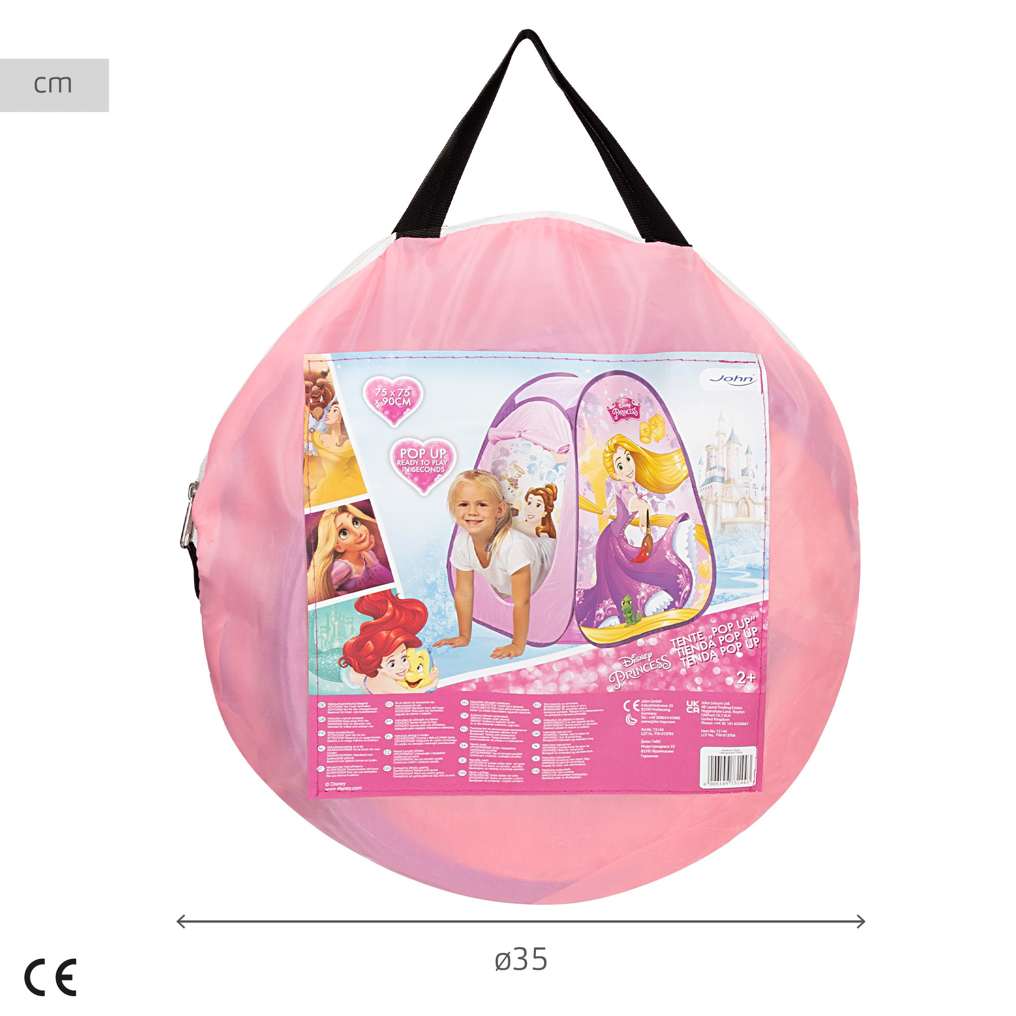Disney Princess Tienda de campaña infantil Pop Up 75x75x90 cm