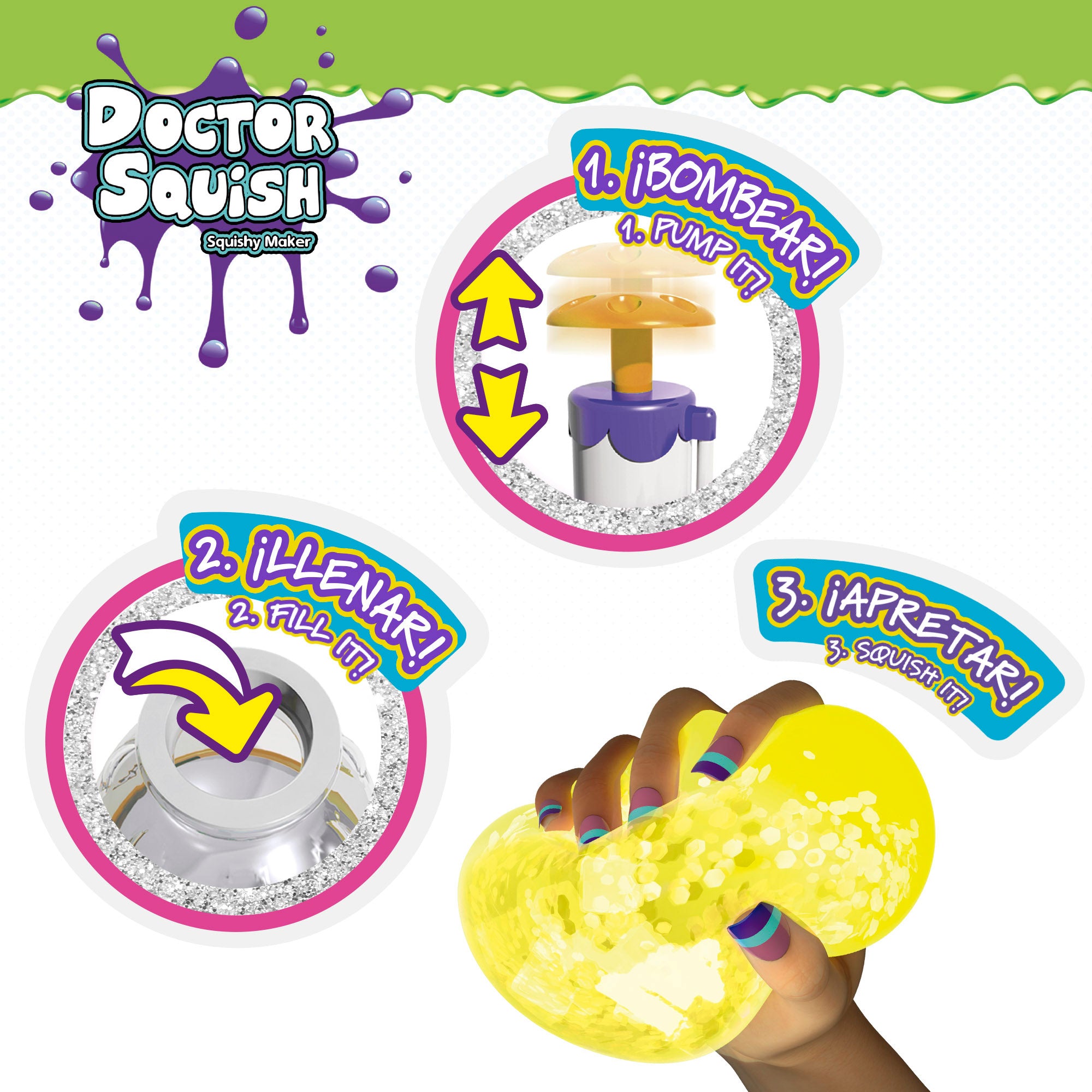Doctor Squish Estación fábrica bolas squishies Neon Edition