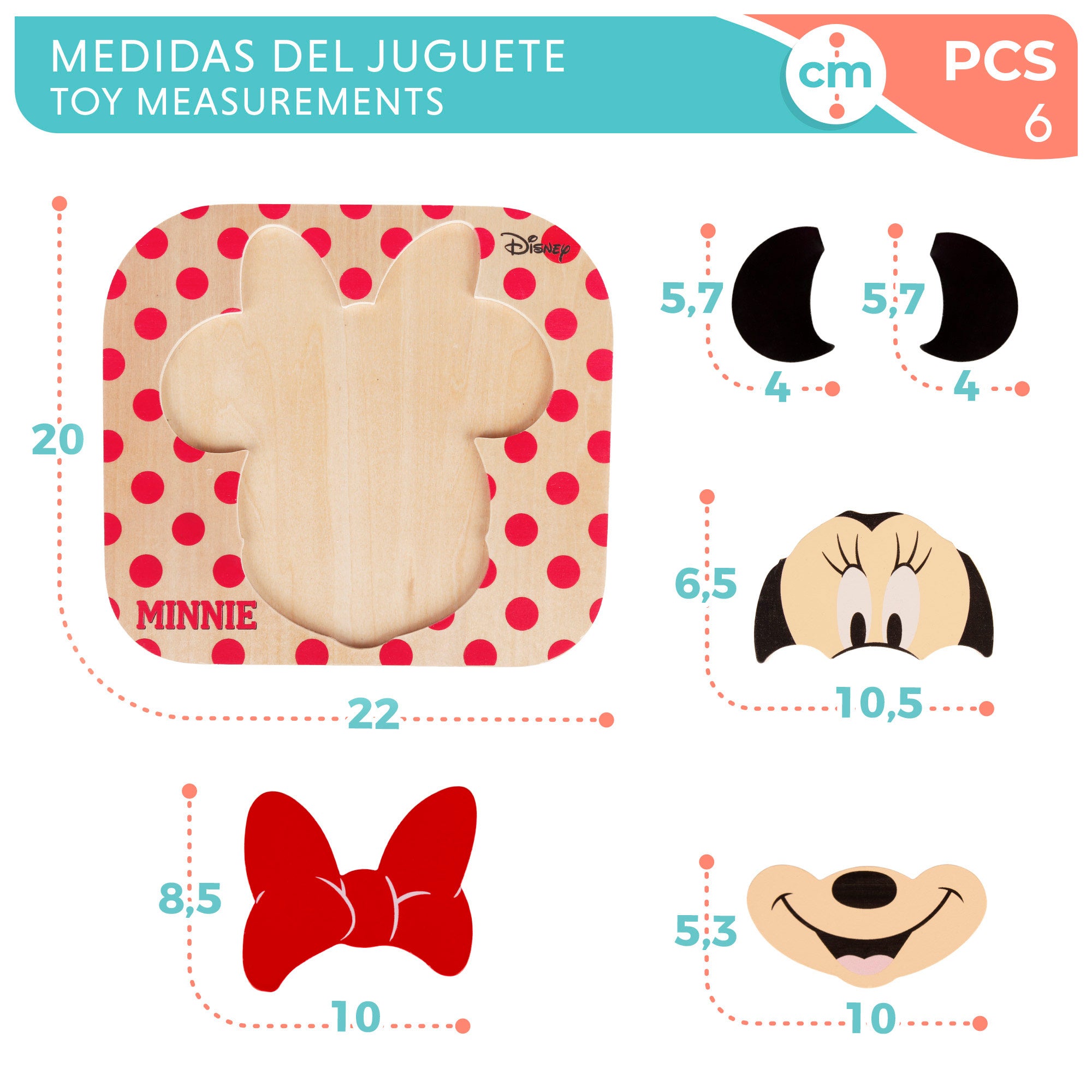 WOOMAX Disney Puzzle Minnie Mouse 6 piezas