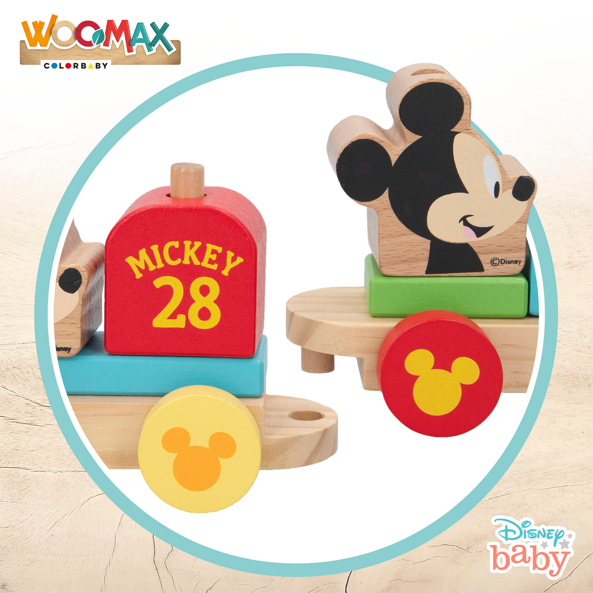 WOOMAX Disney Tren de madera Mickey y Minnie