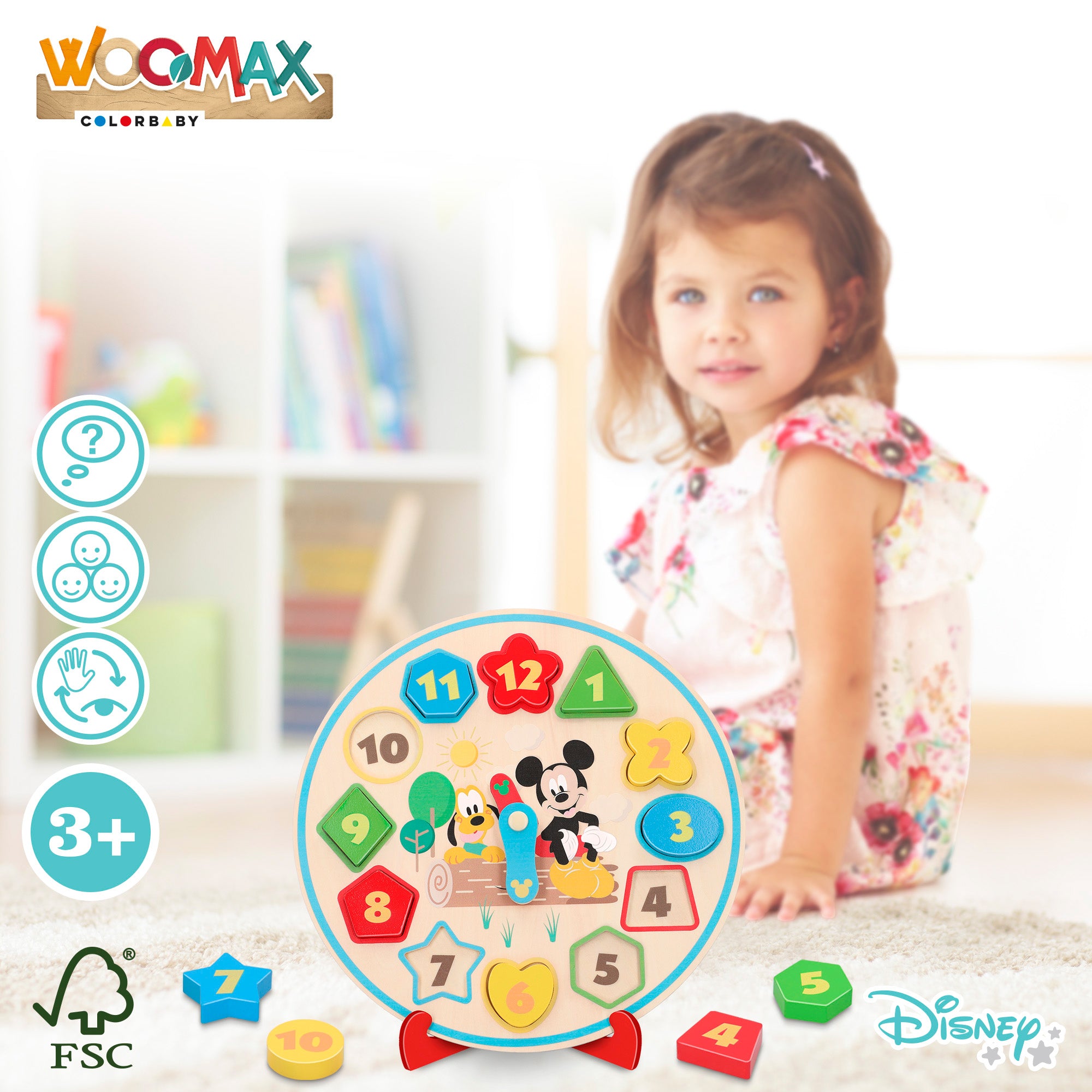 WOOMAX Disney Reloj de madera para niños