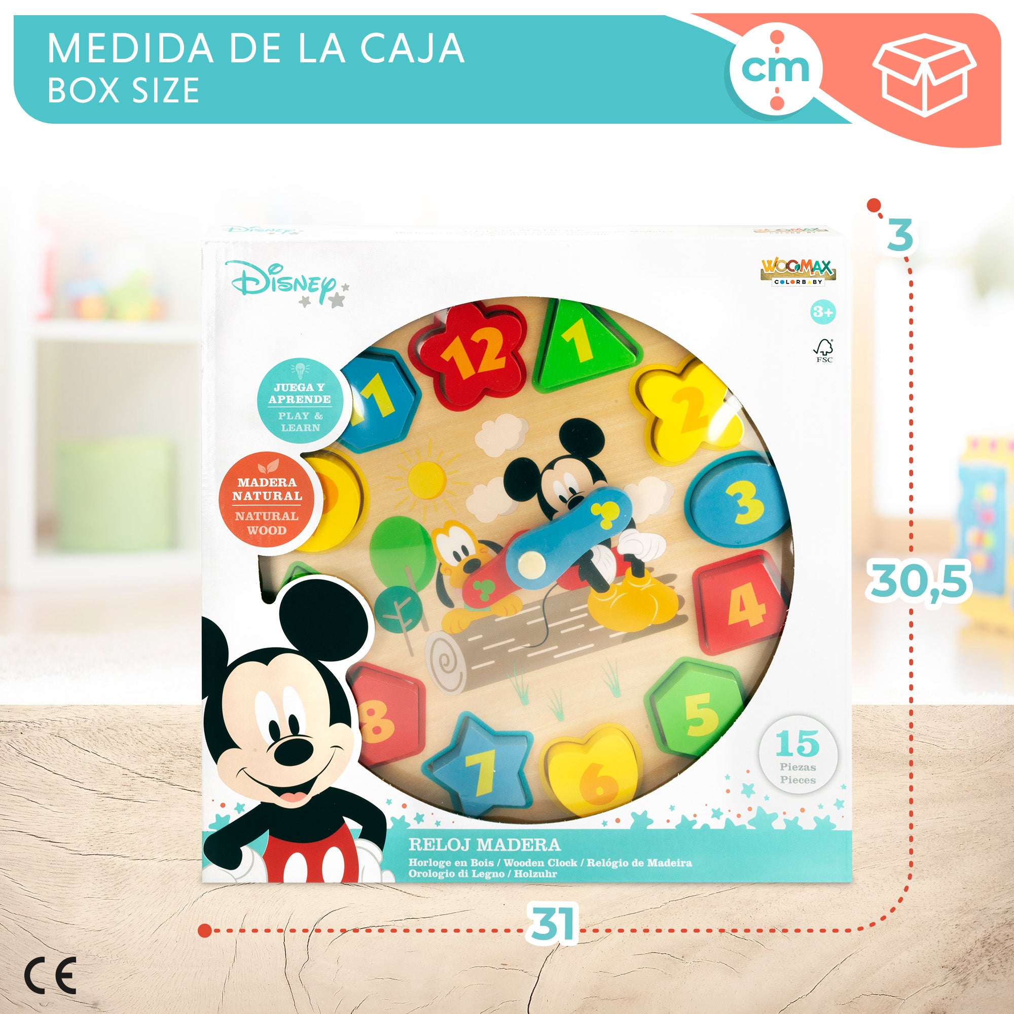 WOOMAX Disney Reloj de madera para niños