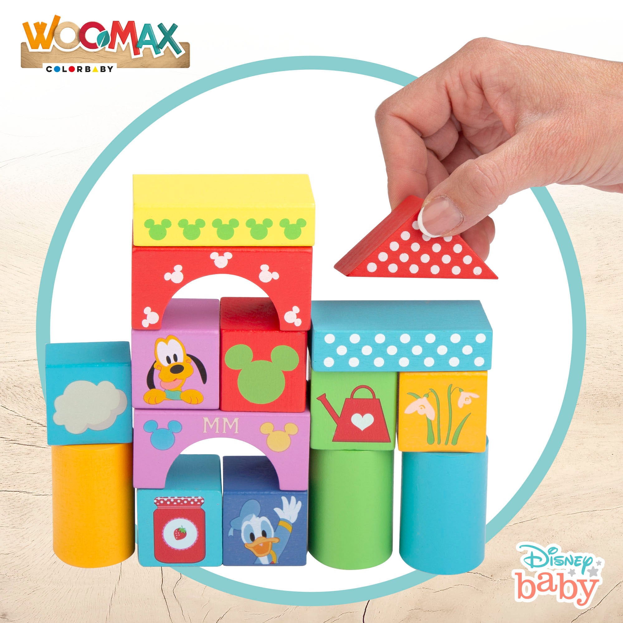 WOOMAX Disney Bloques de madera bebés 40 piezas