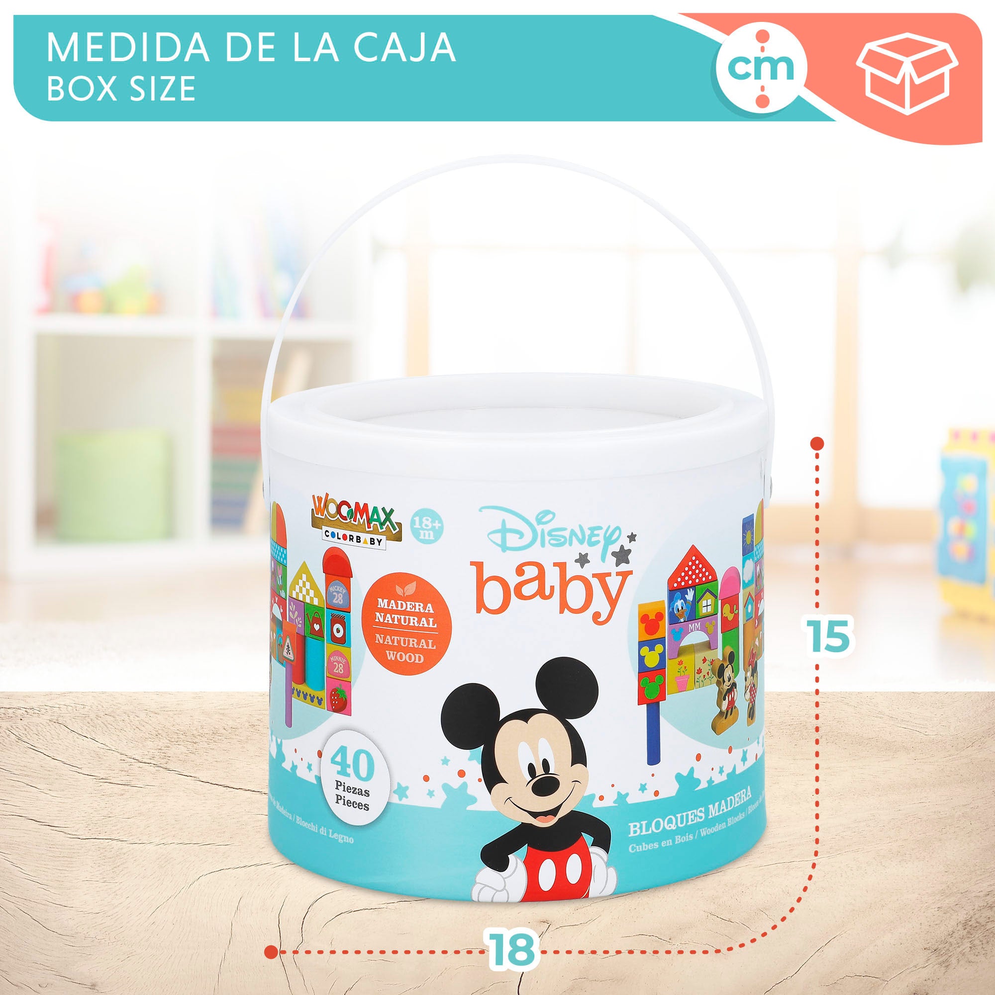 WOOMAX Disney Bloques de madera bebés 40 piezas