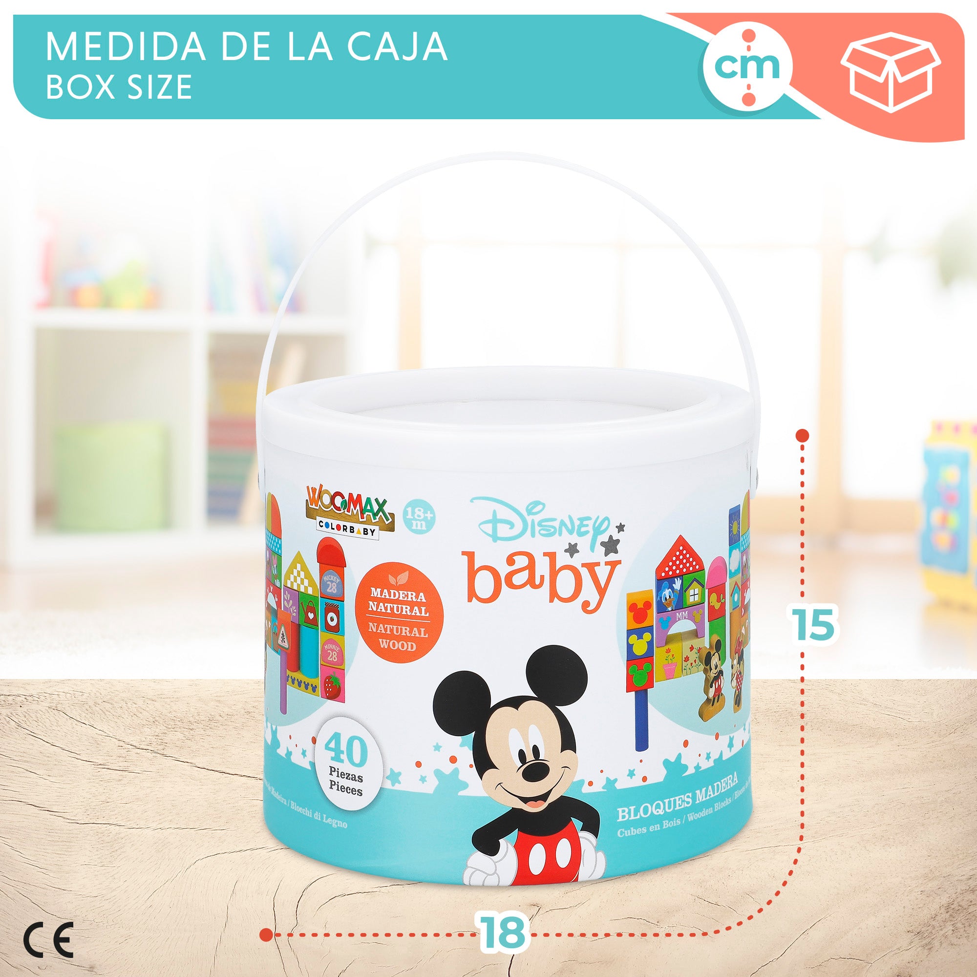 WOOMAX Disney Bloques de madera bebés 40 piezas