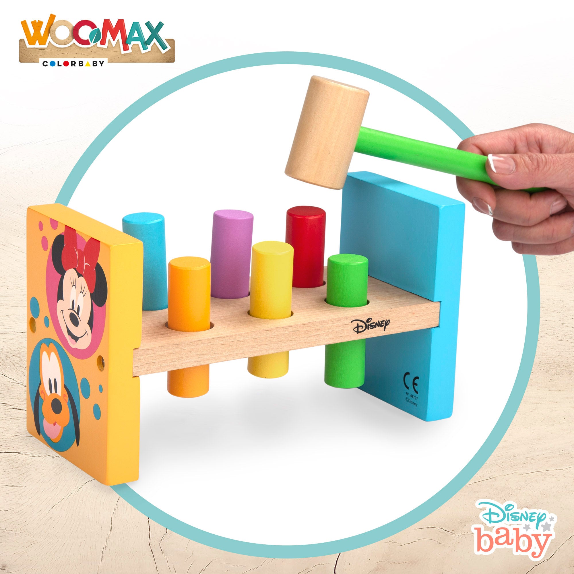 WOOMAX Disney Juego martillo y bloques de madera