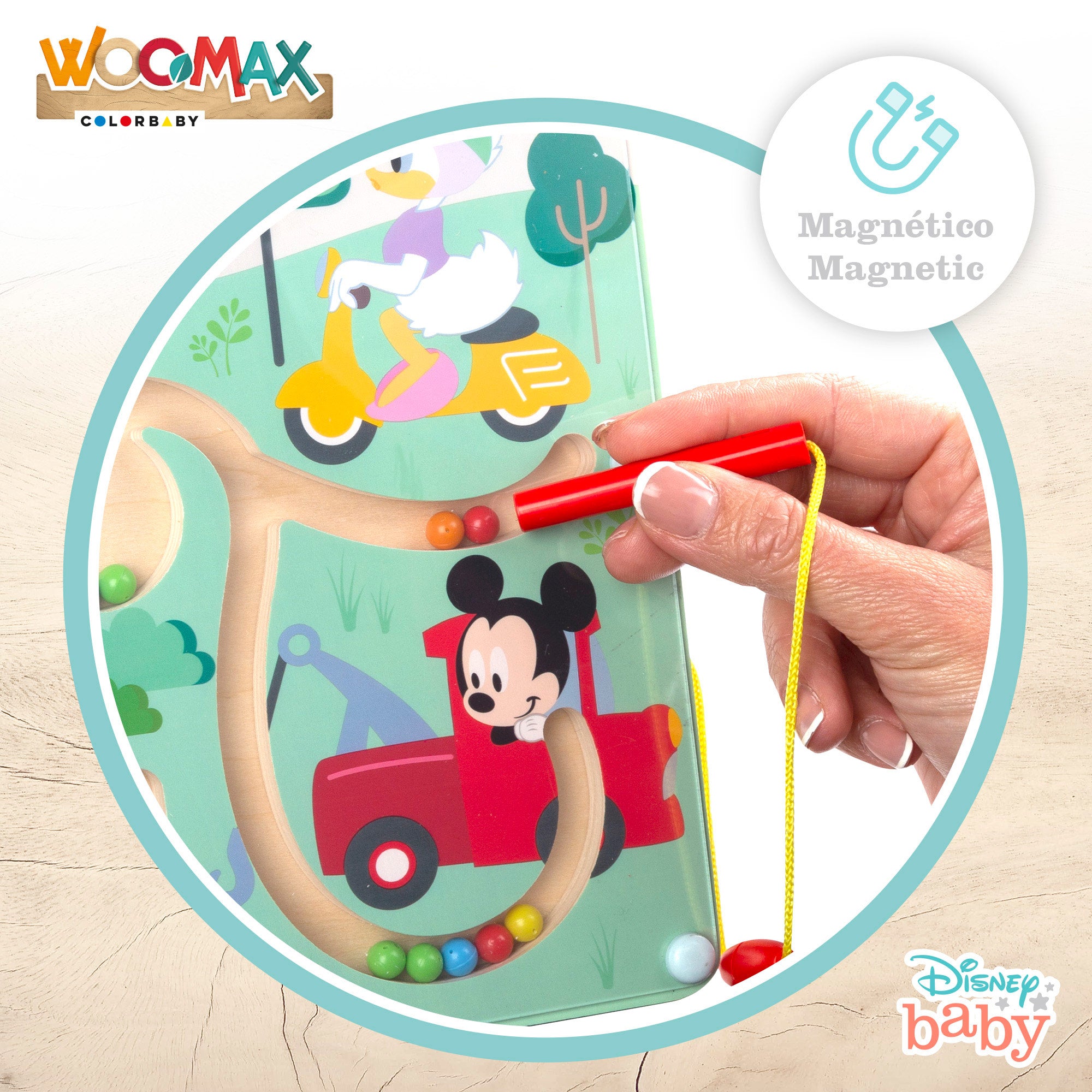 WOOMAX Disney Laberinto magnético de madera Mickey y Minnie