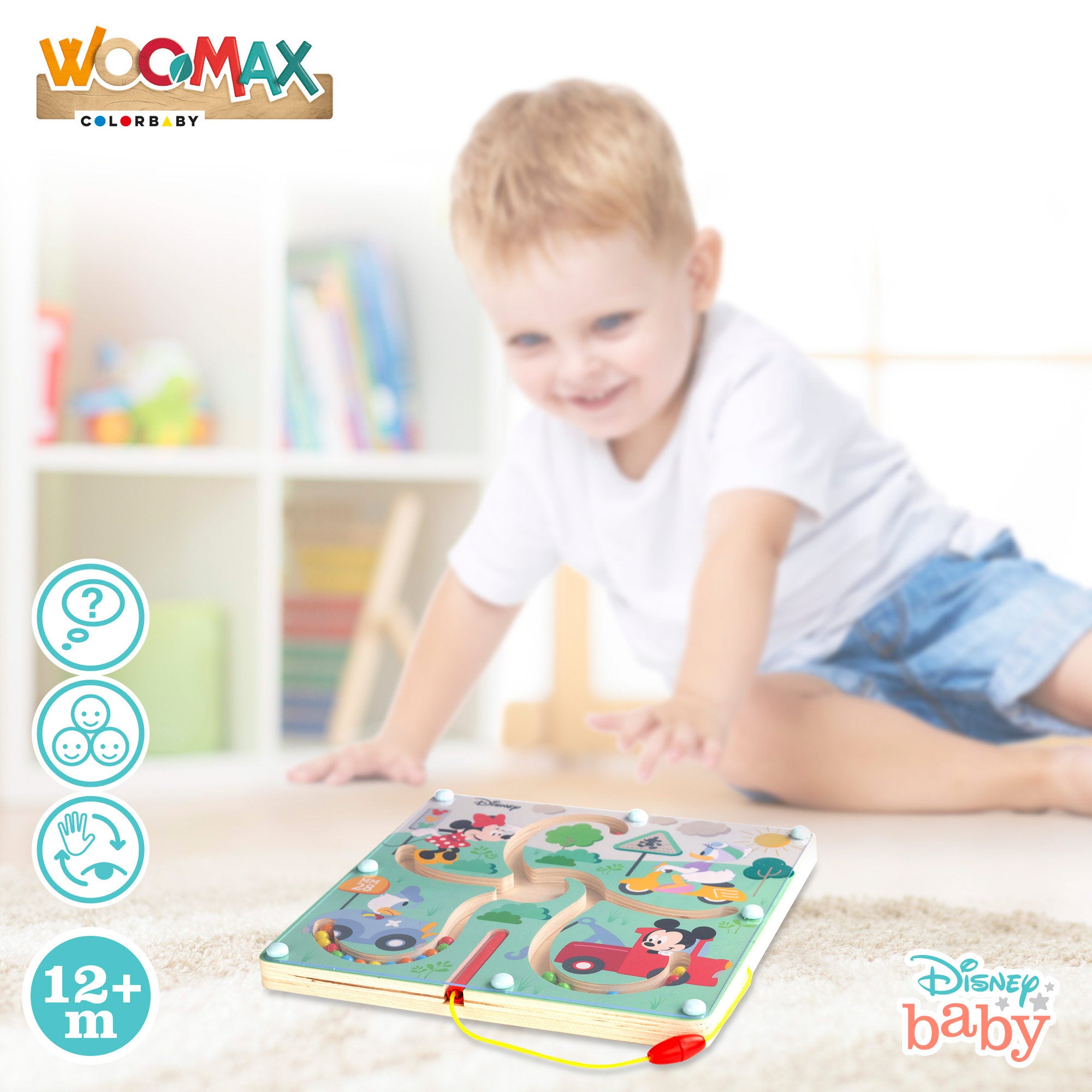 WOOMAX Disney Laberinto magnético de madera Mickey y Minnie