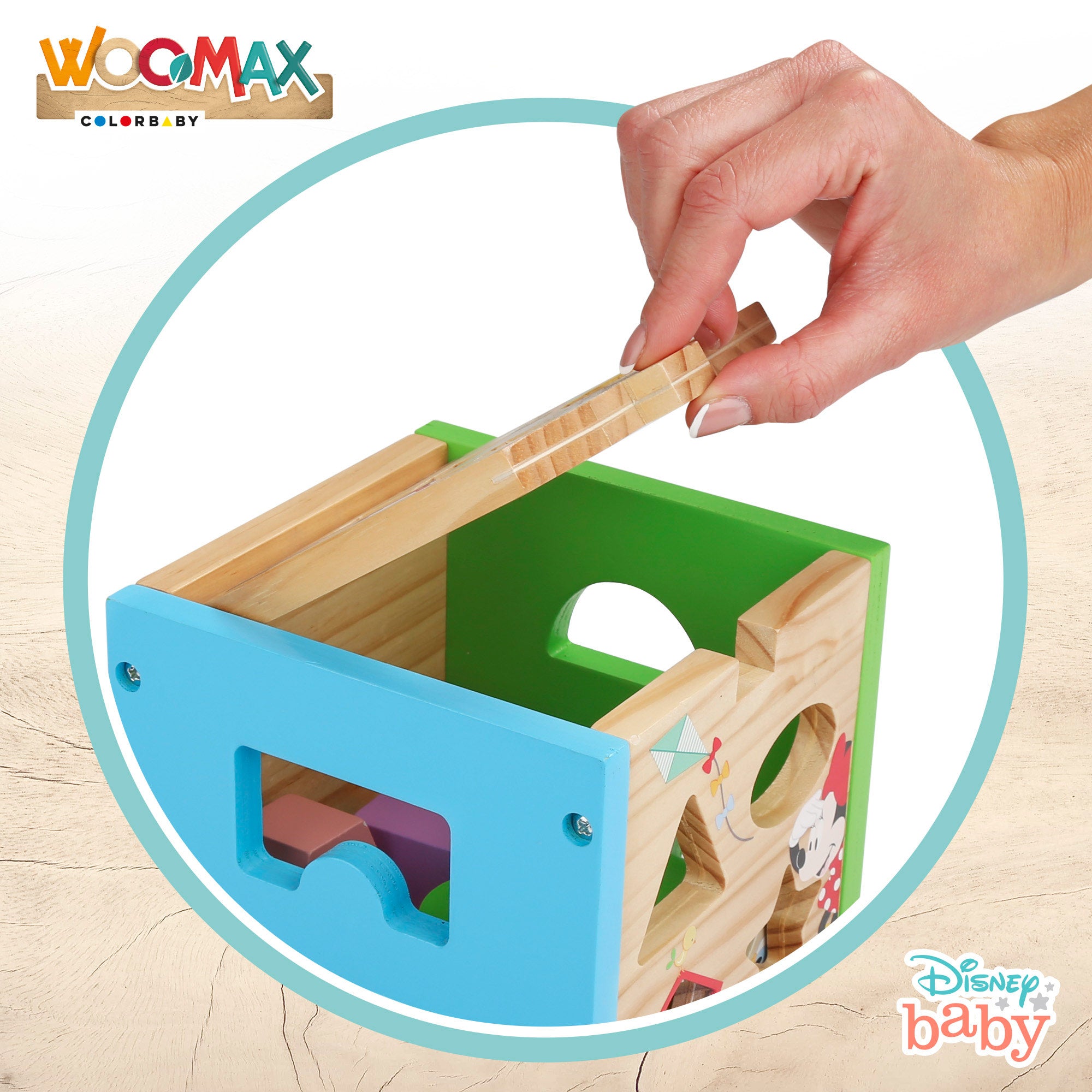 Cubo de encaixe em madeira WOOMAX Disney com 13 peças