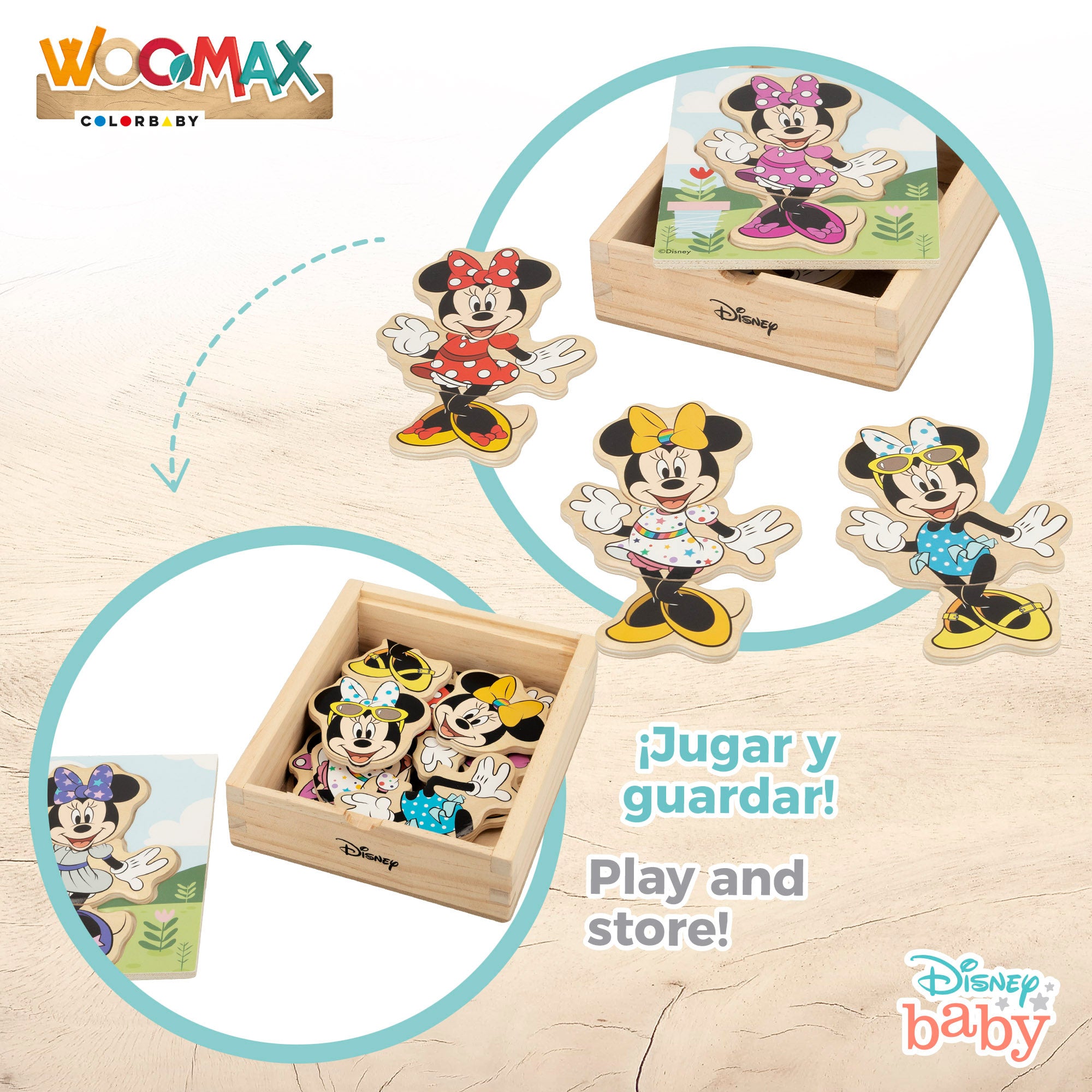 WOOMAX Disney Puzzle de madera Minnie con traje
